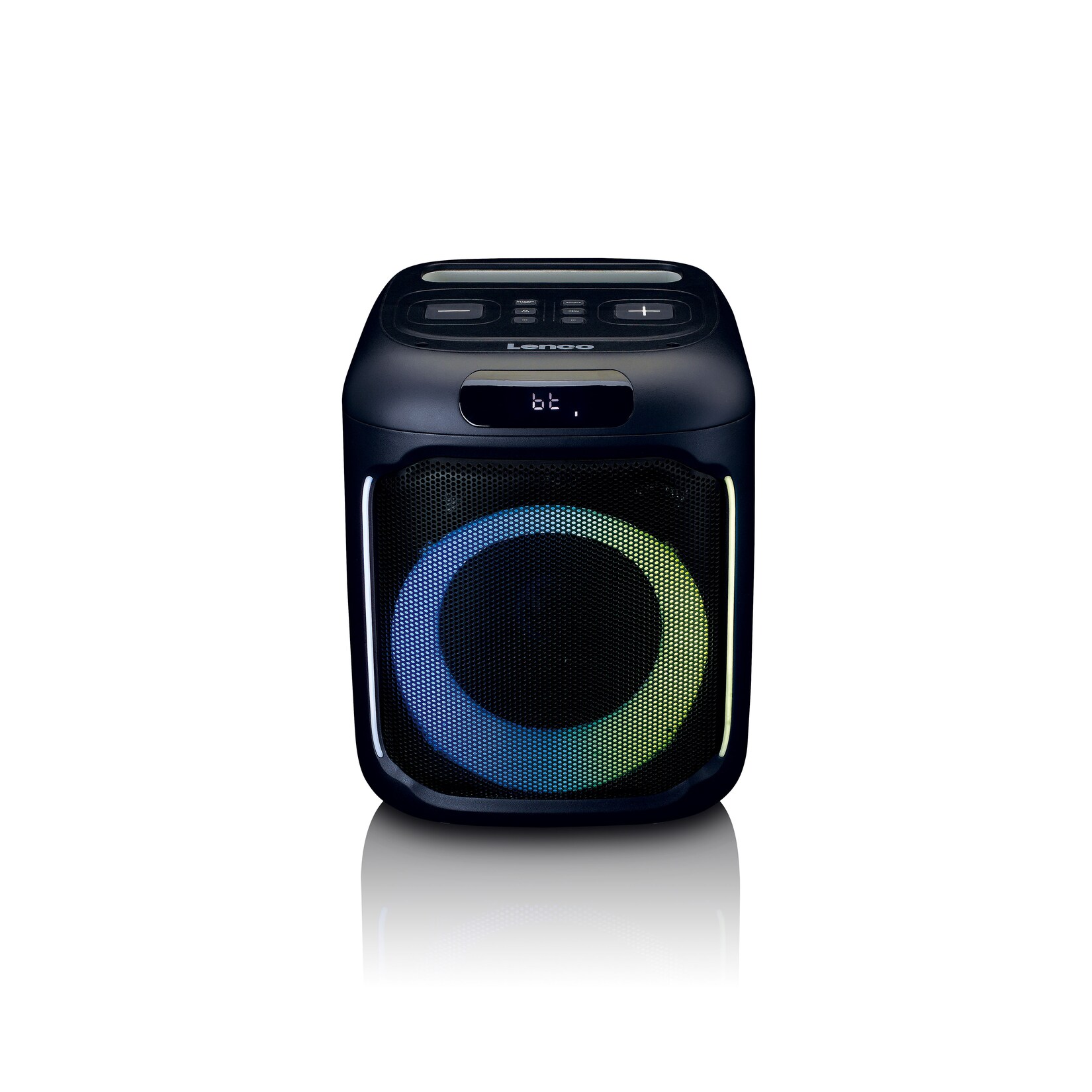 Lenco PA-100BK - Bluetooth® Party-Lautsprecher mit LED-Lichteffekten - 100W RMS, USB, 14 Stunden Batterielaufzeit - Schw