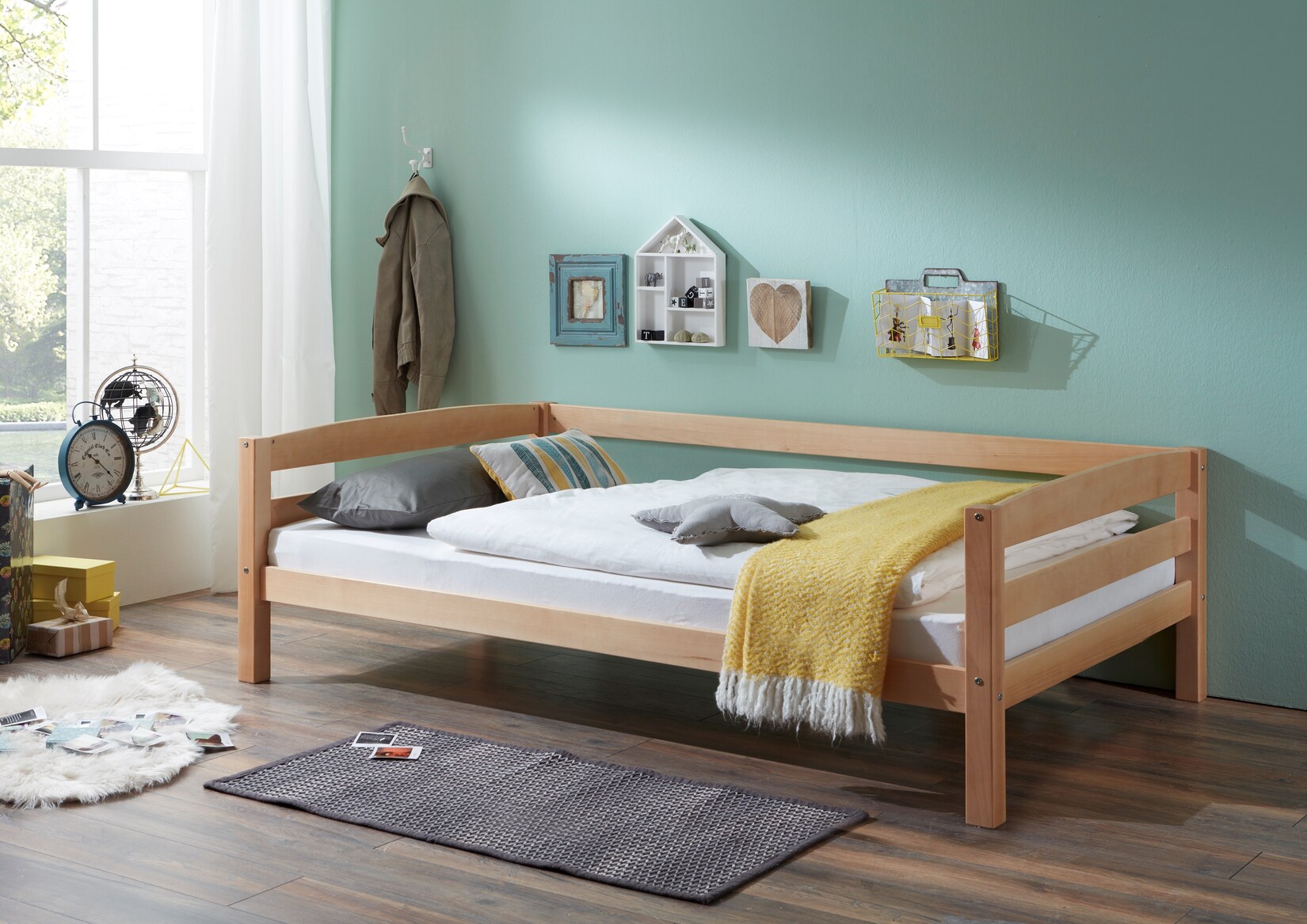 Relita – Einzelbett Nora in Buche massiv, natur lackiert, Liegefläche 90×200 cm, ohne Lattenrost | 04250468554348