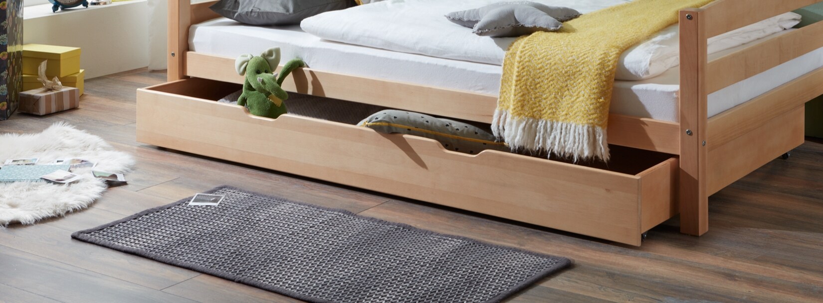 Relita – Bettschublade Nora 90 x 190 cm in Buche natur lackiert | 04250468554362