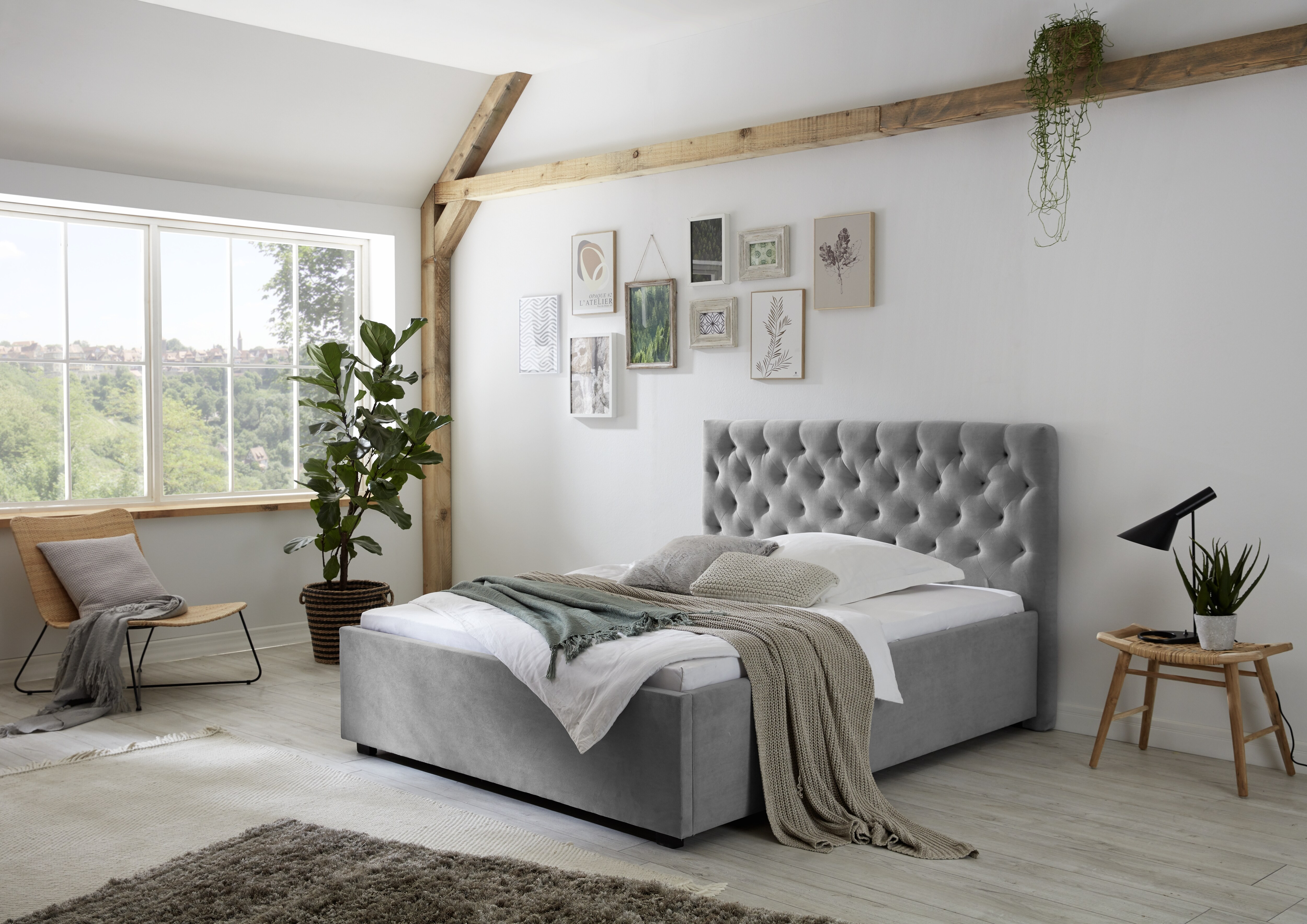 Relita - Polsterbett Miami LF 140x200 cm, mit H&ouml;henverstellung f&uuml;r Lattenrost, ohne Lattenrost, ohne Matratze, Ausf. Stoff grau - Bild 1