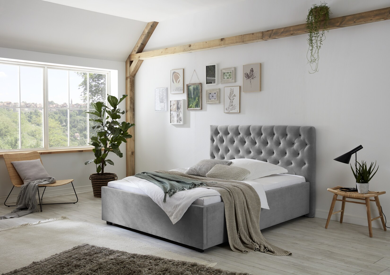 Relita – Polsterbett Miami LF 180×200 cm, mit Höhenverstellung für Lattenrost, ohne Lattenrost, ohne Matratze, Ausf. Stoff grau | 04250468573455