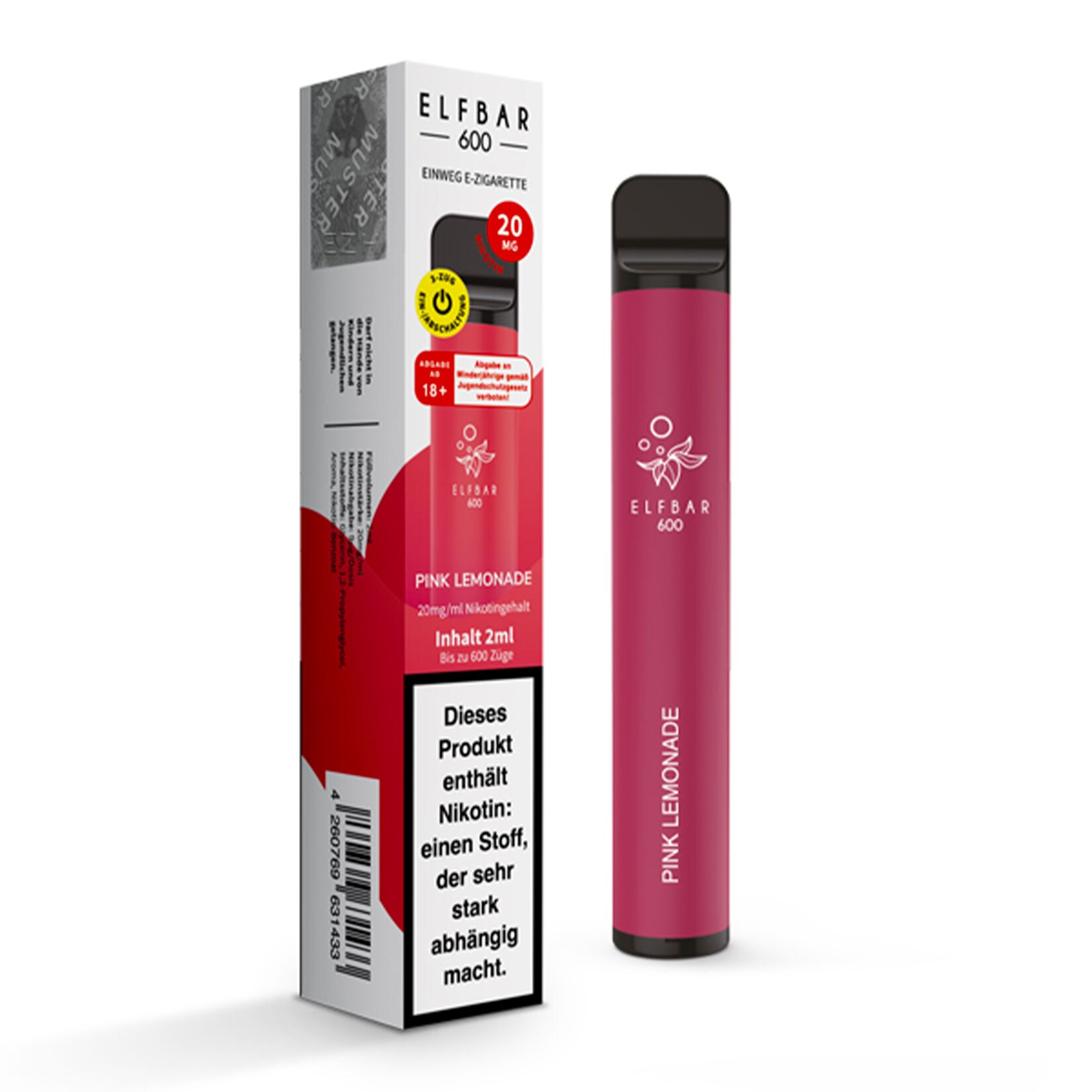 Elf Bar 600 Einweg E-Zigarette Pink Lemonade, 2 ml, 2.0% Nikotin online  kaufen bei Netto