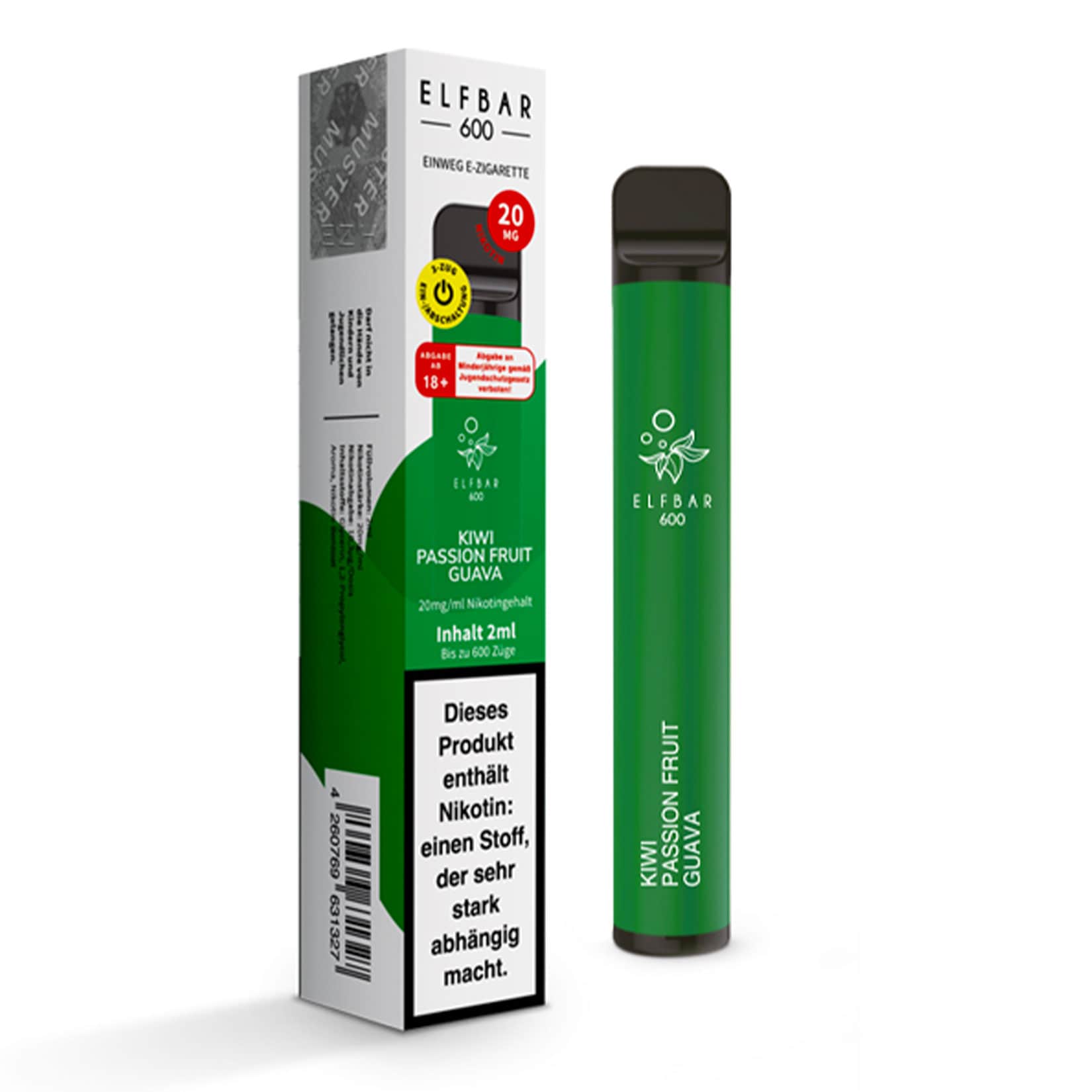 Elf Bar 600 Einweg E-Zigarette Kiwi Passion Fruit Guava, 2 ml, 2.0% Nikotin  online kaufen bei Netto