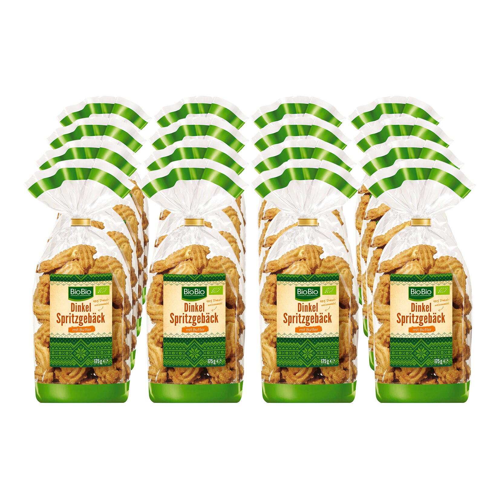 BioBio Dinkel Spritzgeb&auml;ck mit Butter 175 g, 16er Pack - Bild 1