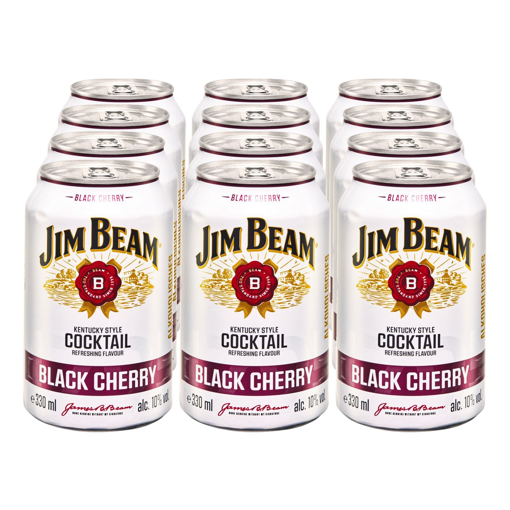 Jim Beam Black Cherry 10,0 % vol 0,33 Liter Dose, 12er Pack - Bild 1