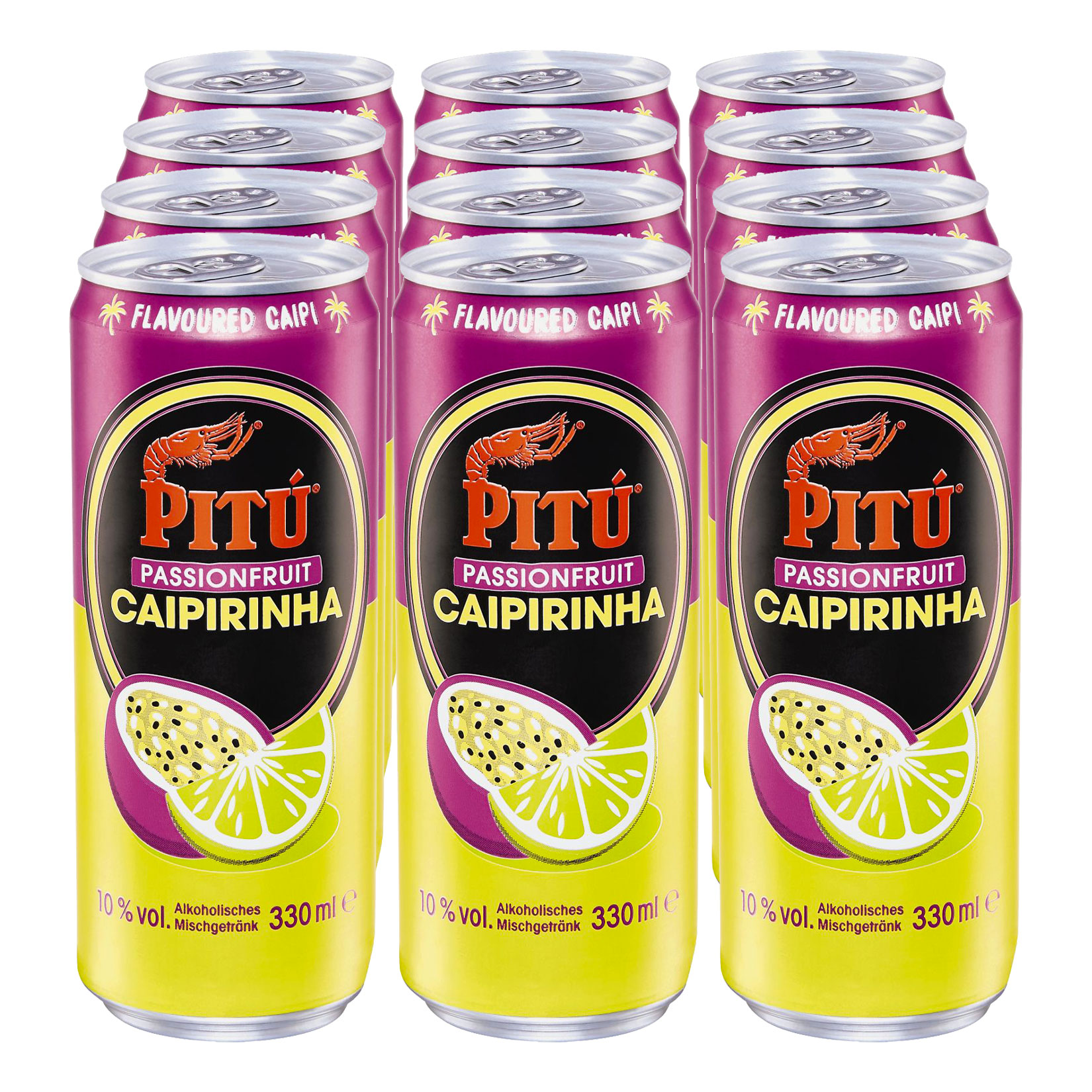 Pitu Caipirinha Passionfruit 10,0 % vol 0,33 Liter Dose, 12er Pack - Bild 1