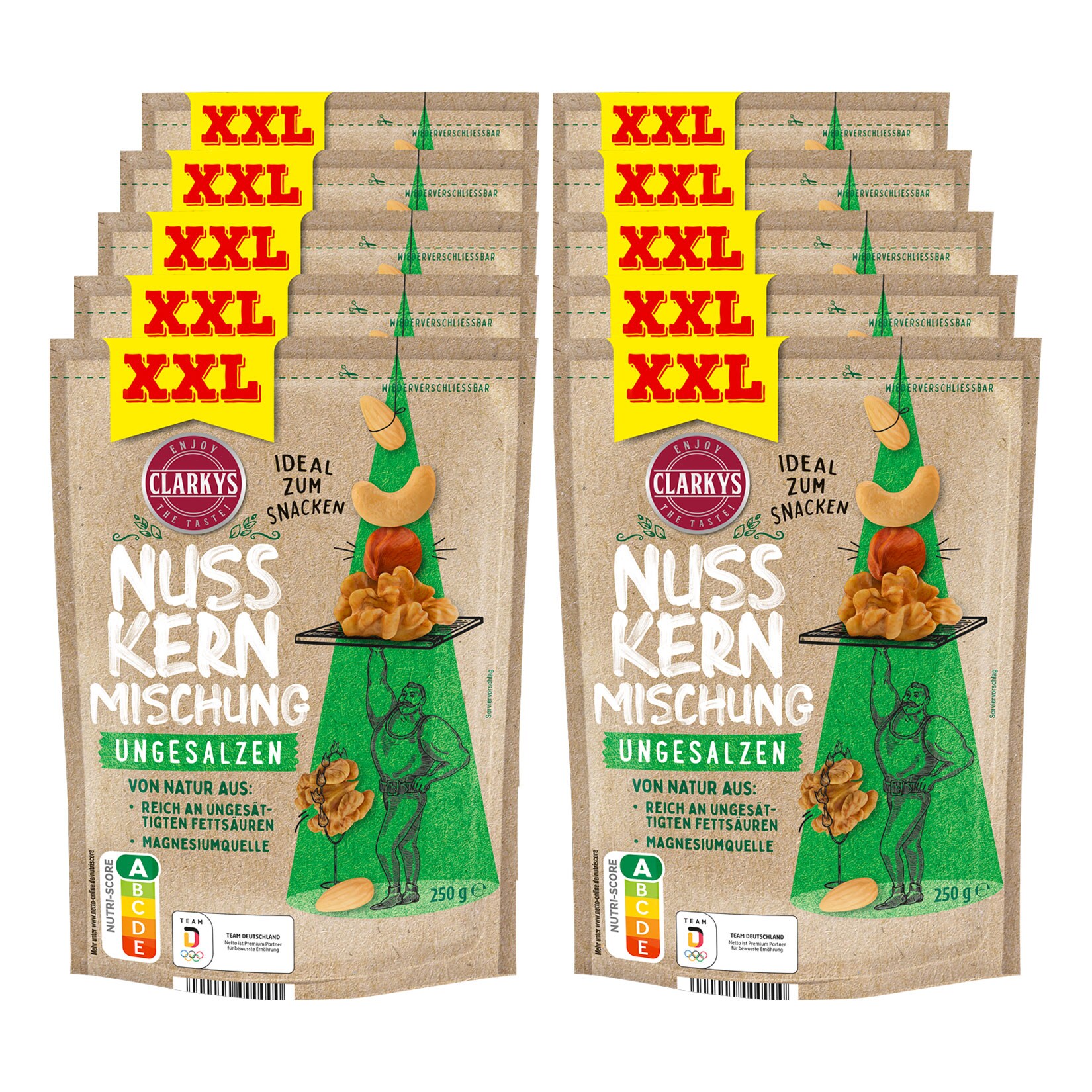 Clarkys Nusskernmischung XXL 250 g, 10er Pack - Bild 1