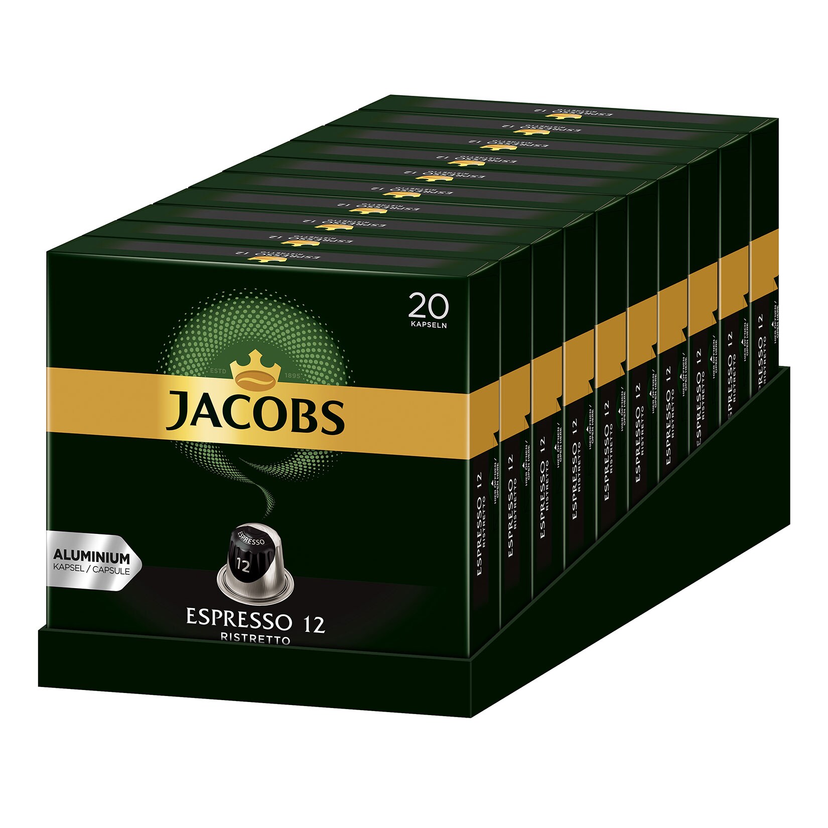 Jacobs Kaffeekapseln Espresso Ristretto 20 Kapseln 104 g, 10er Pack - Bild 1