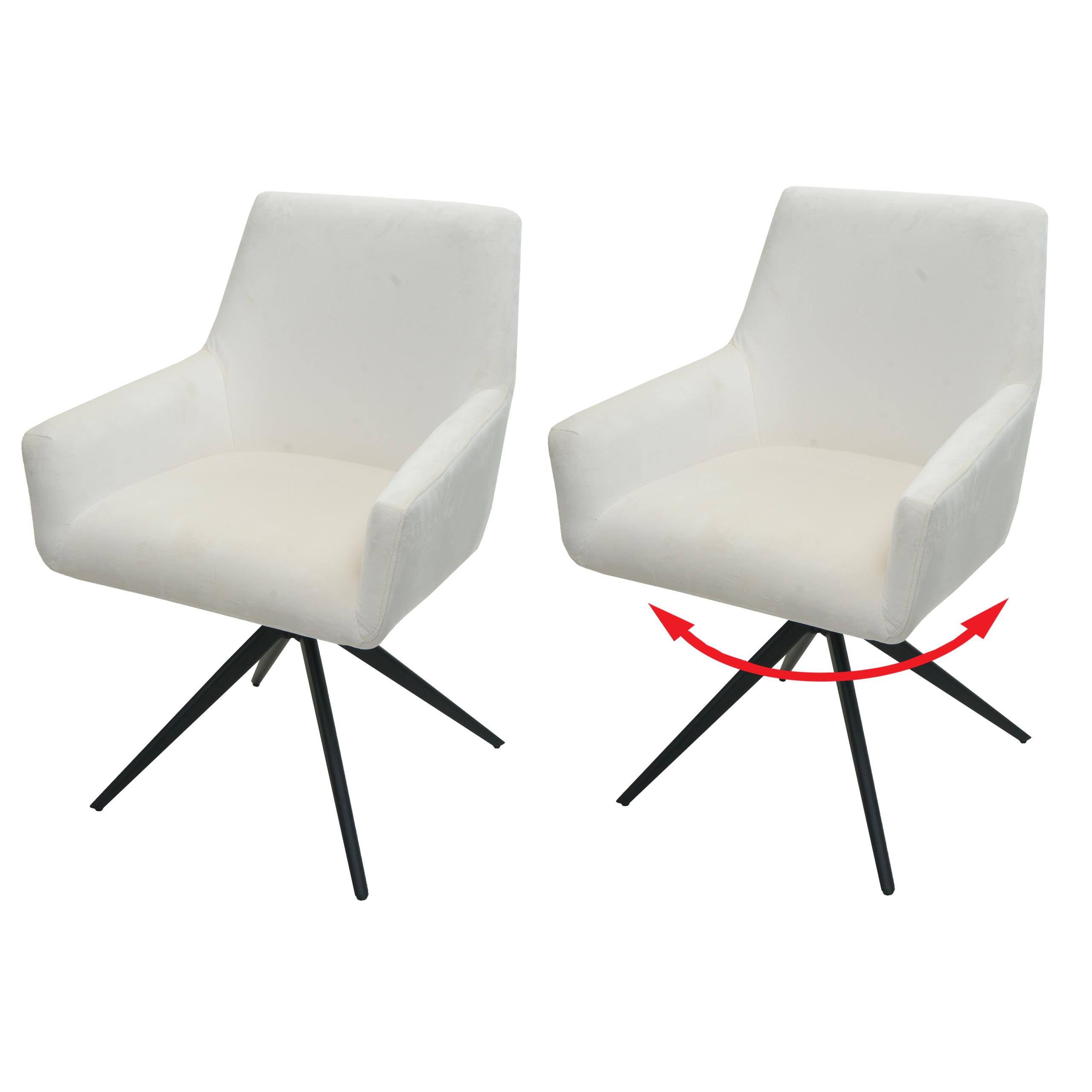 2er-Set Esszimmerstuhl MCW-L91, K&uuml;chenstuhl Armlehne drehbar Auto-Position Stoff MVG ~ creme-beige - Bild 1