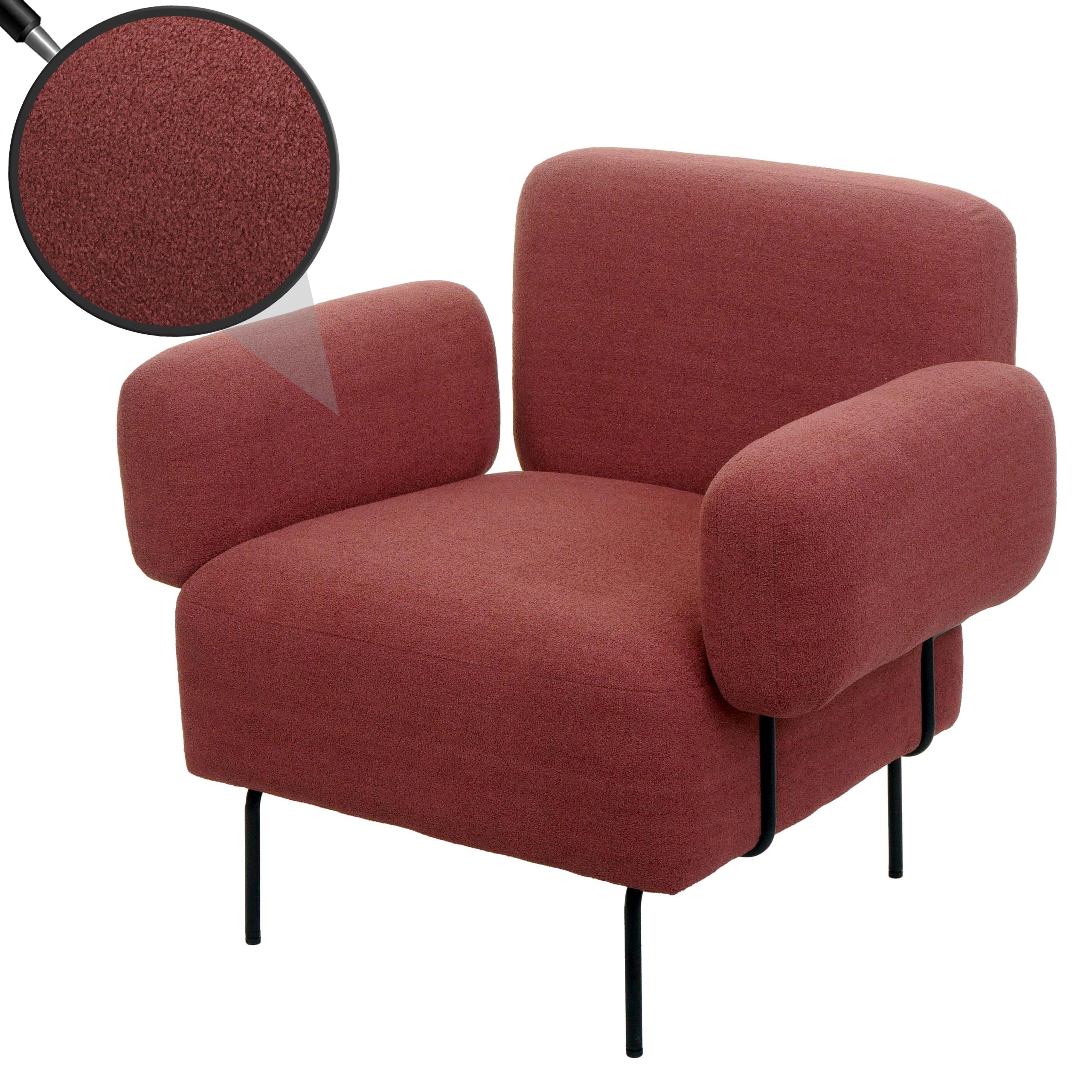 Lounge-Sessel MCW-L83, Cocktailsessel Polstersessel Sessel, Stoff/Textil Metall ~ altrosa - Bild 1