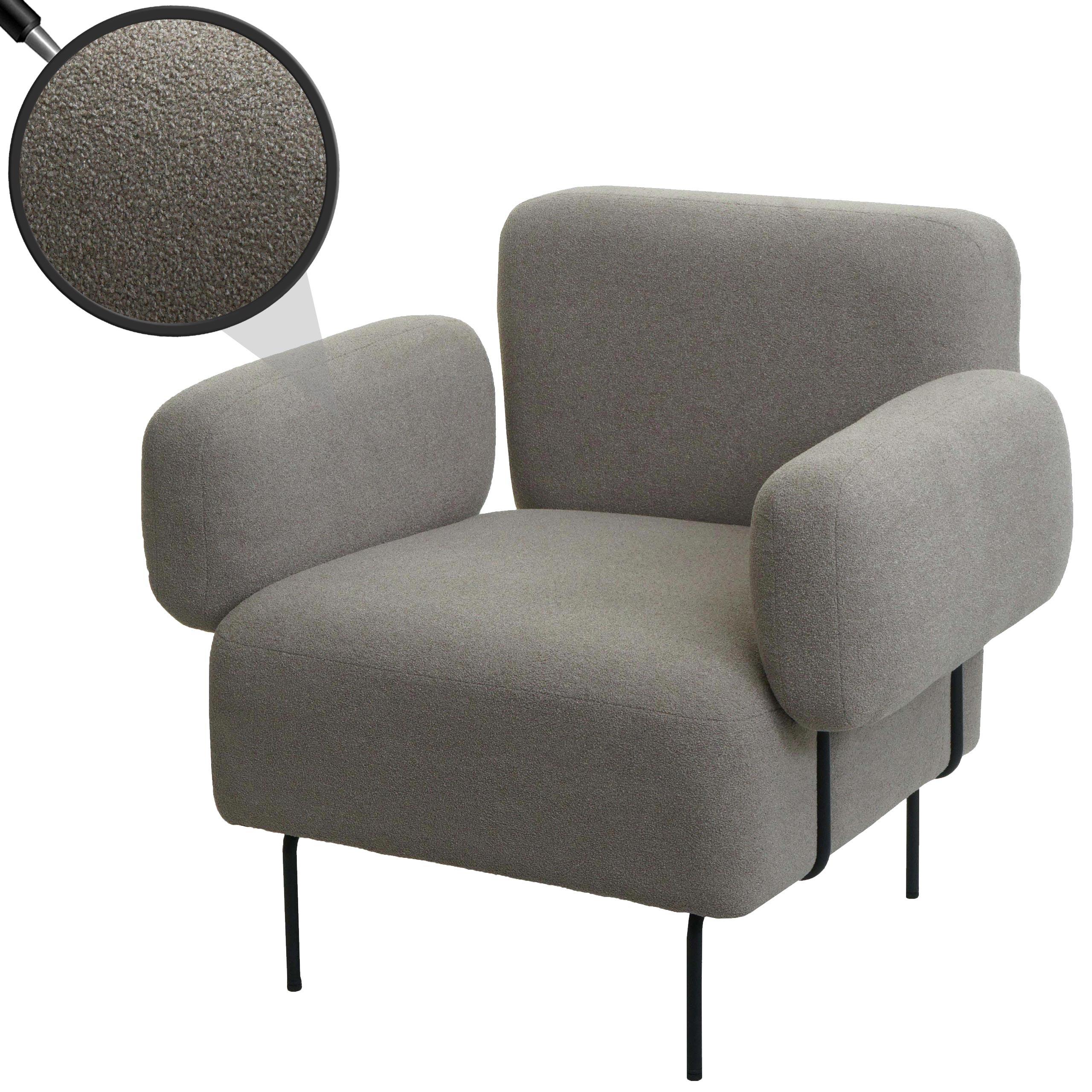 Lounge-Sessel MCW-L83, Cocktailsessel Polstersessel Sessel, Stoff/Textil Metall ~ grau - Bild 1