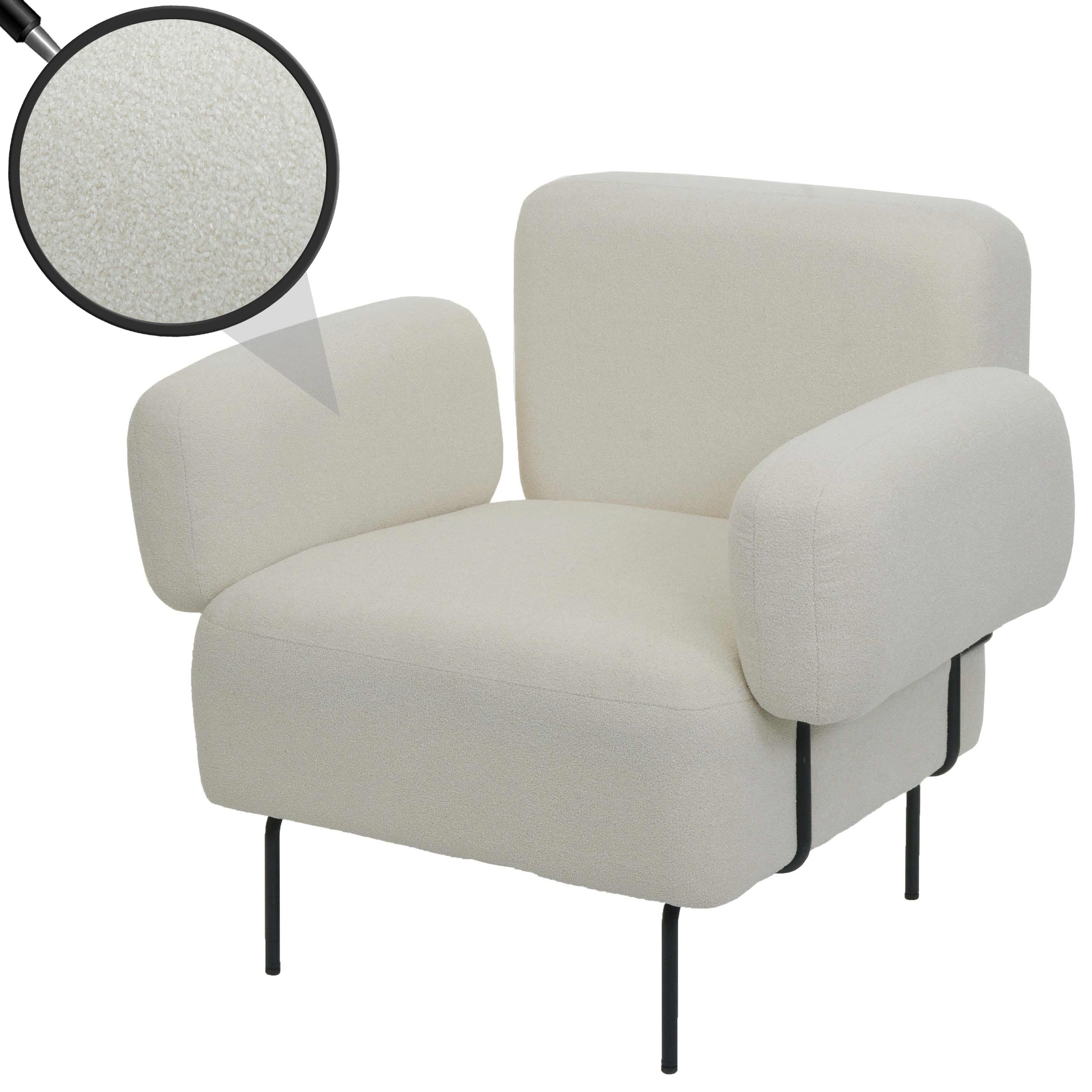 Lounge-Sessel MCW-L83, Cocktailsessel Polstersessel Sessel, Stoff/Textil Metall ~ creme - Bild 1