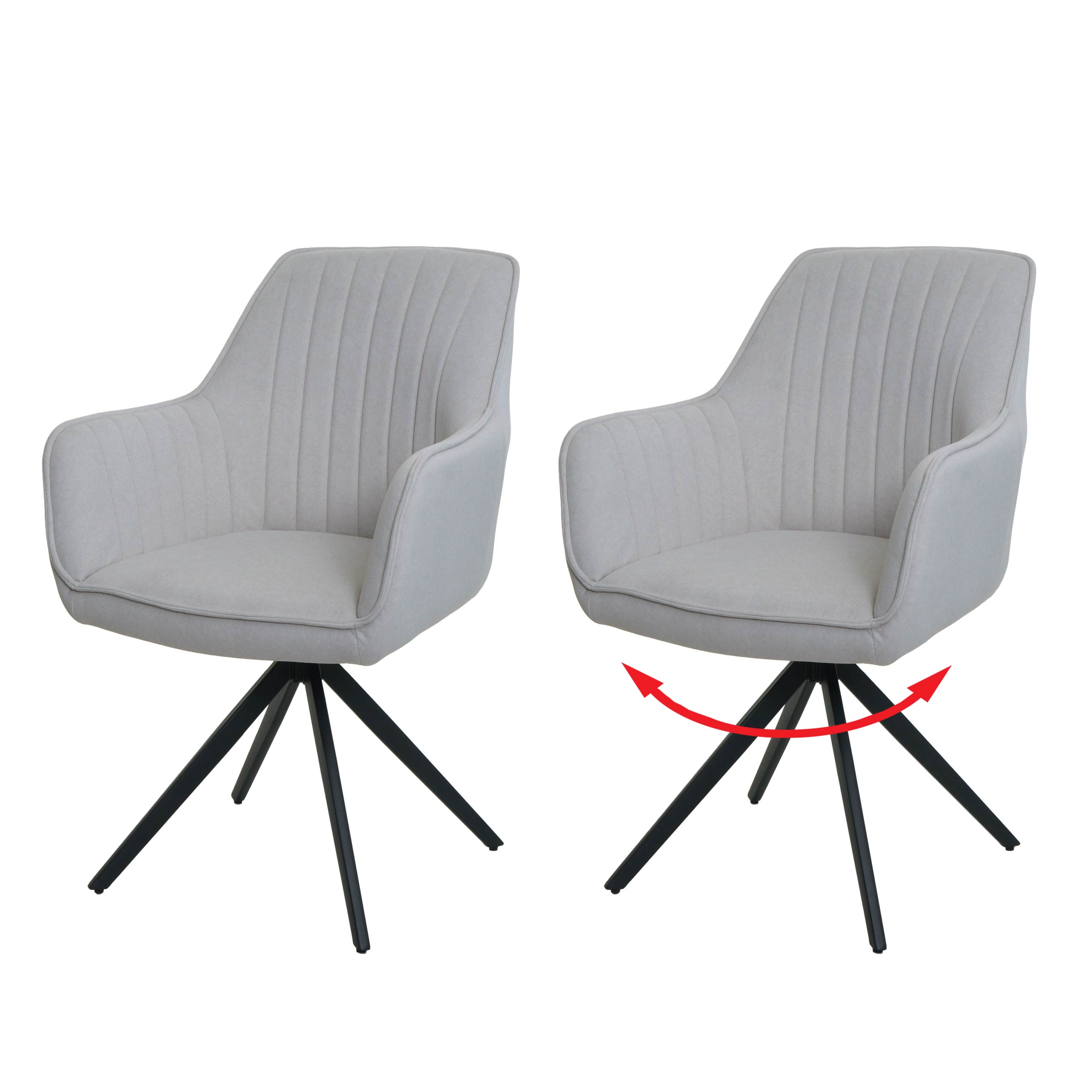 2er-Set Esszimmerstuhl MCW-L79, K&uuml;chenstuhl Lehnstuhl Stuhl Armlehnen, drehbar Auto-Position Stoff/Textil ~ creme-beige - Bild 1