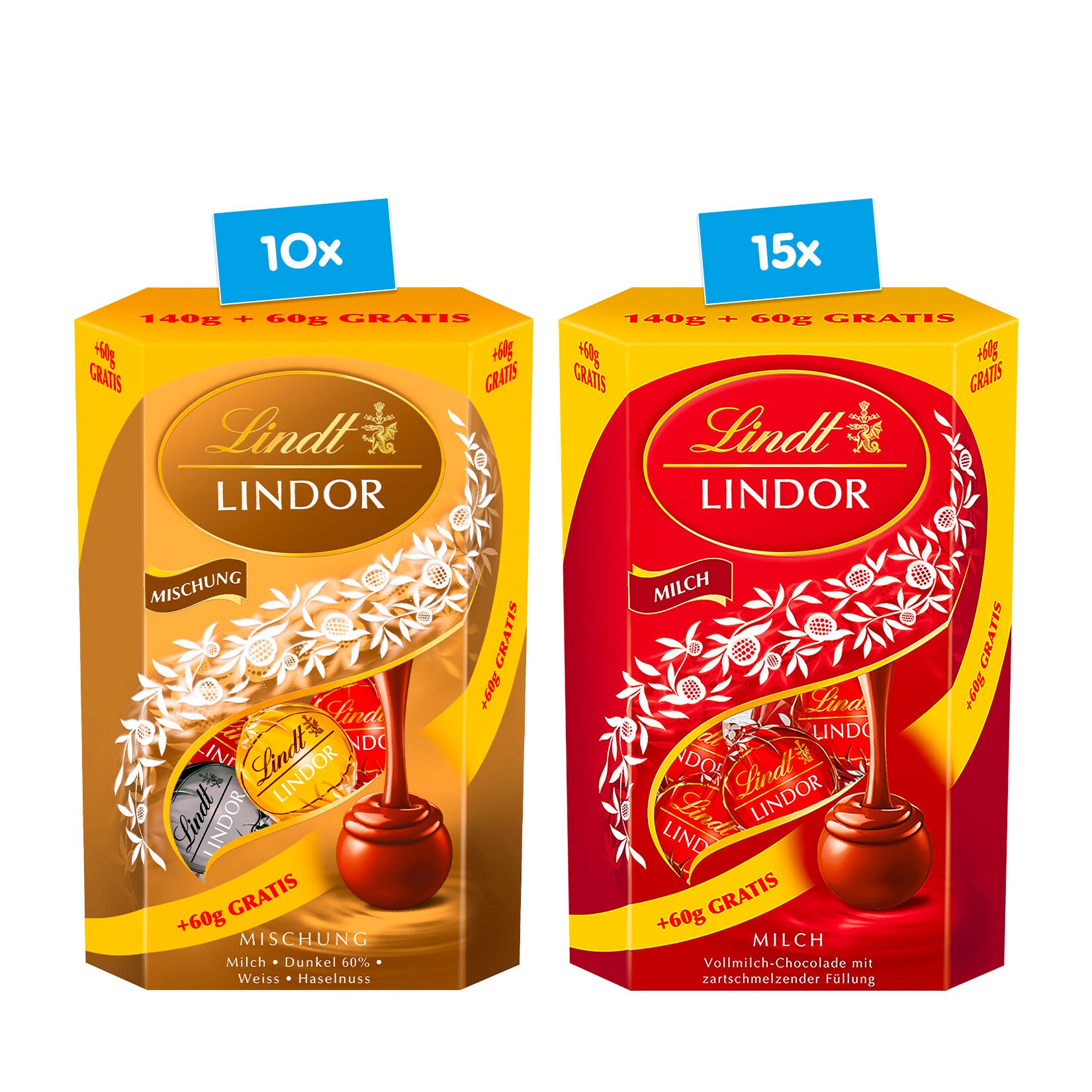 Lindt Lindor Cornet 200 g, verschiedene Sorten, 25er Pack - Bild 1