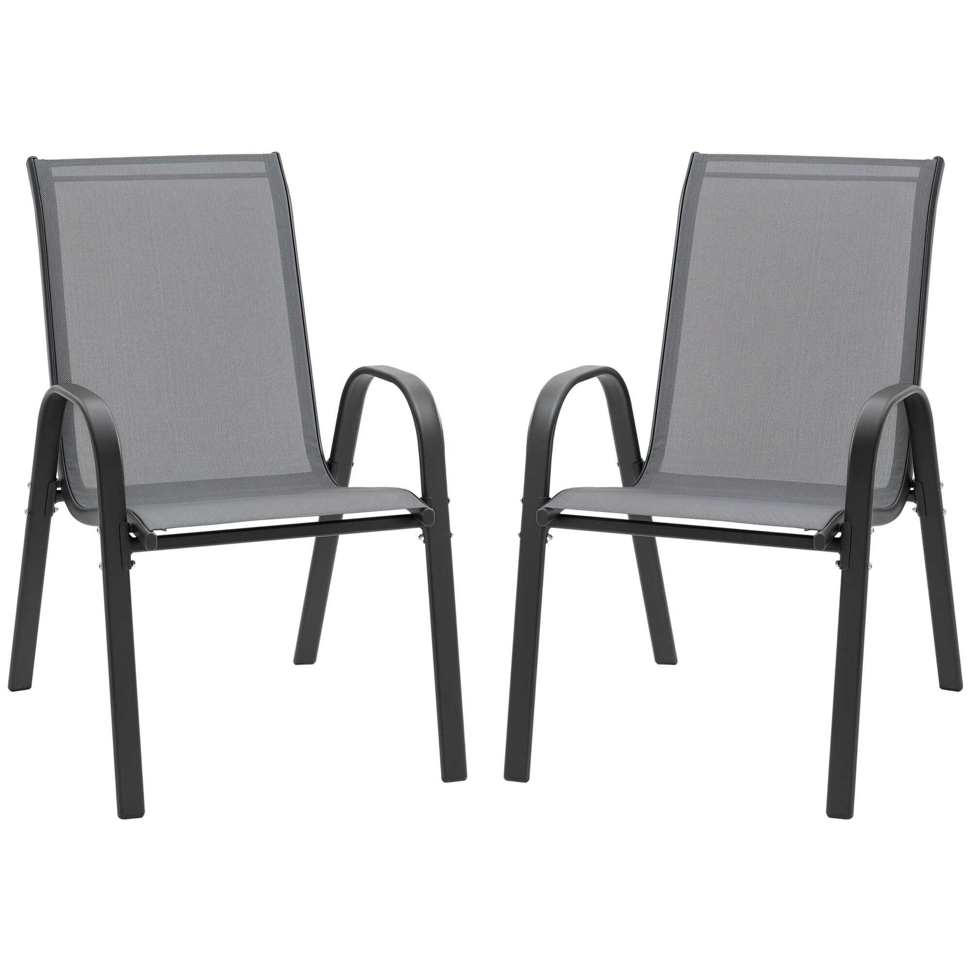 Outsunny Gartenstuhl Metall, atmungsaktives Mesh-Gewebe - Bild 1