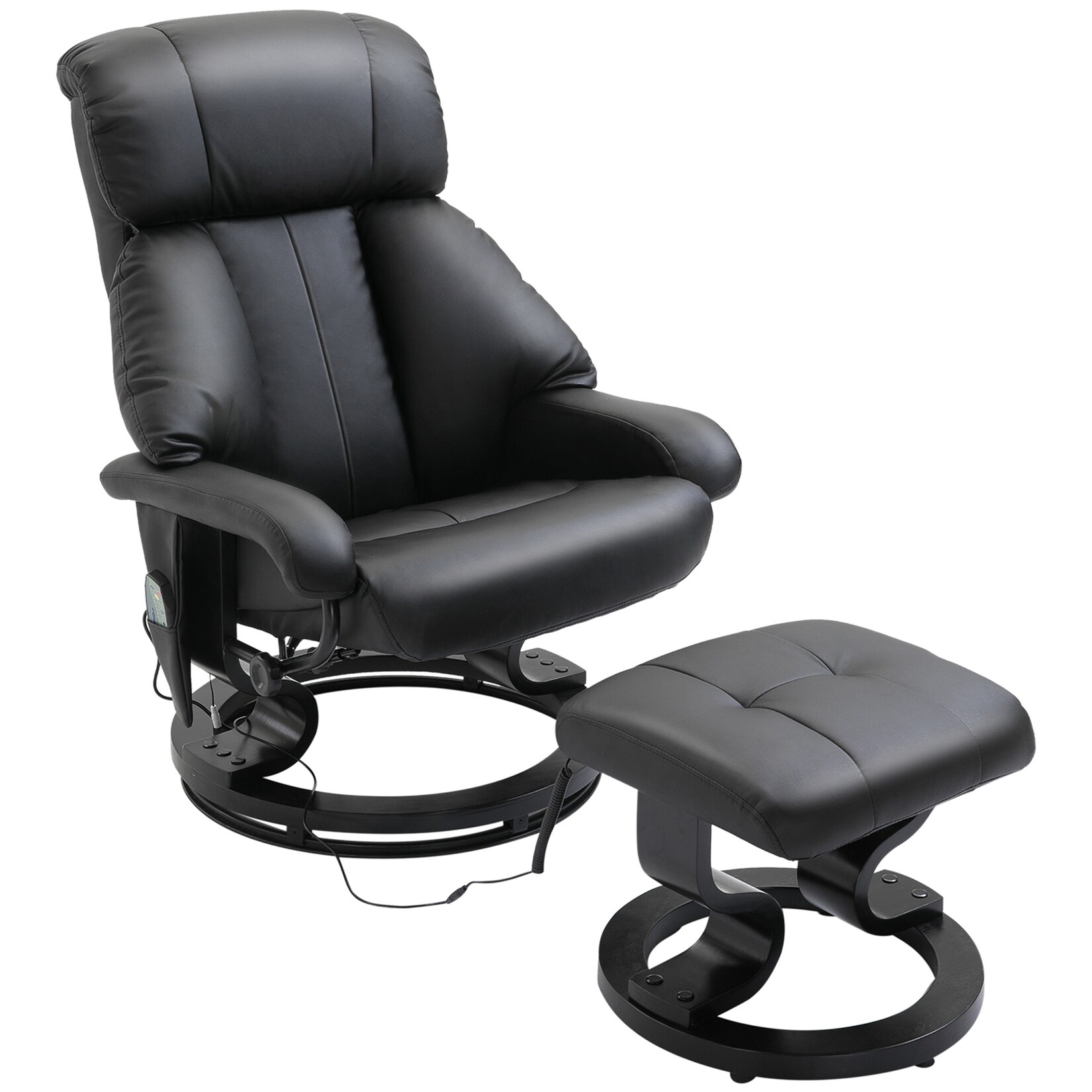 HOMCOM Massagesessel mit Fußhocker Kunstleder, Holz | 04255633530318