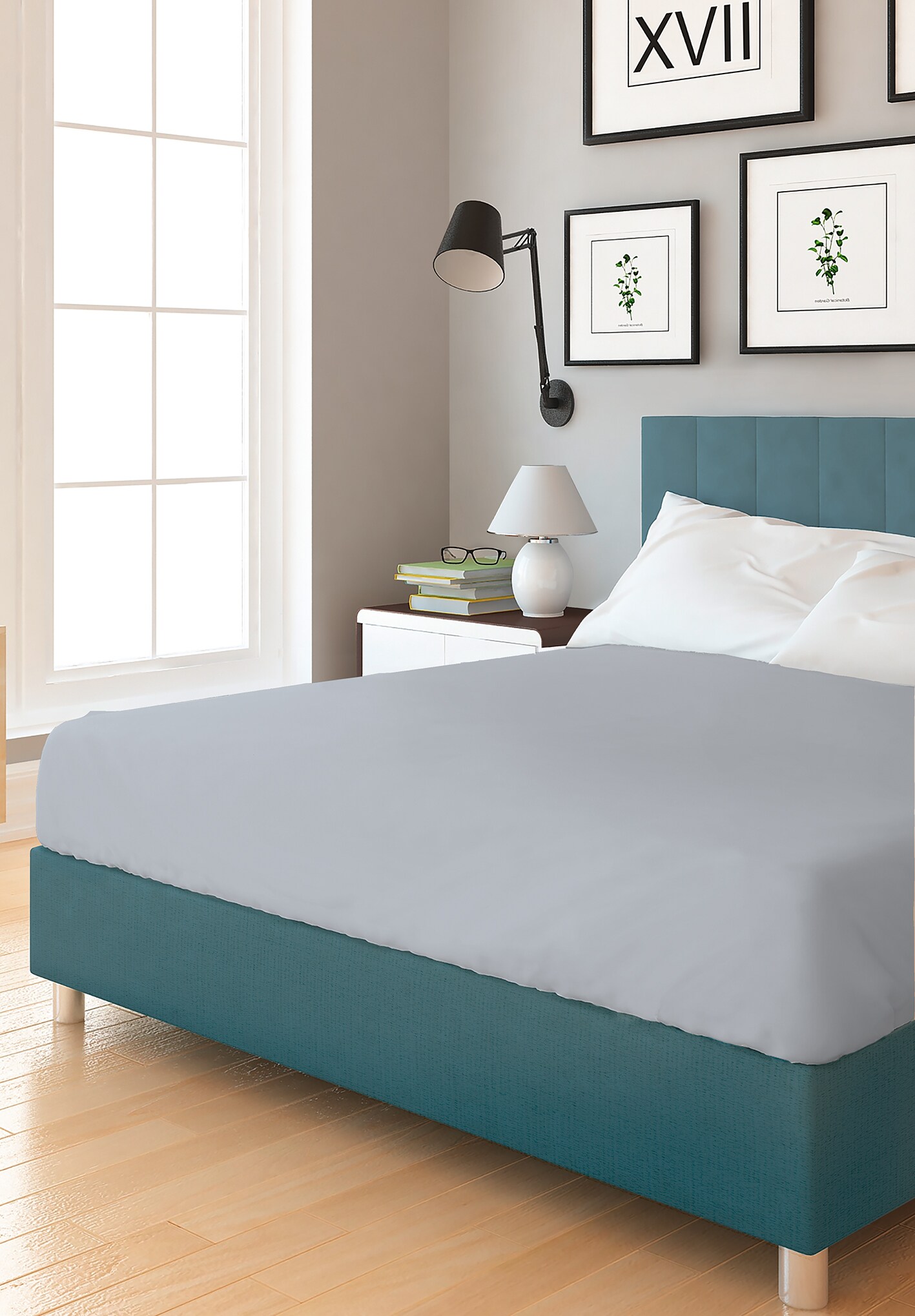 Bettlaken 180x200 cm -versch. Ausf&uuml;hrungen -grau - Bild 1