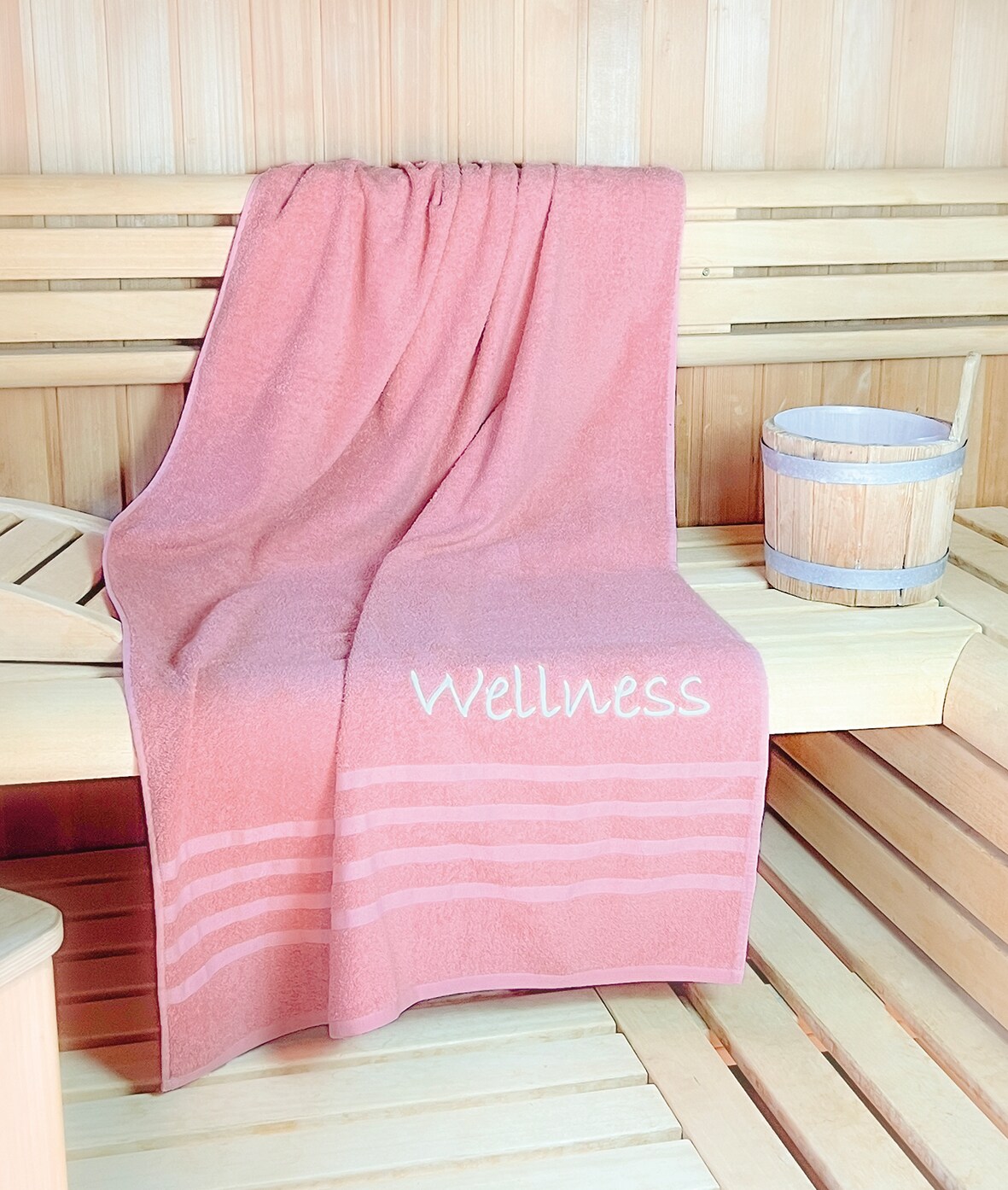 Dekor Saunatuch 90x200 -versch. Ausf&uuml;hrungen - rosa - Bild 1