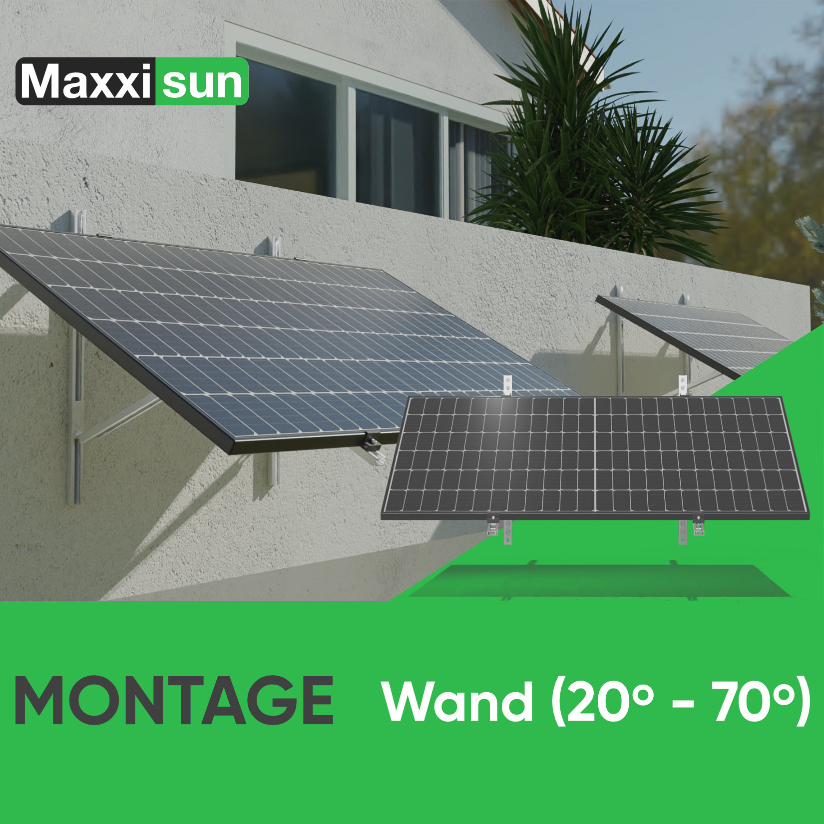 Maxxisun Balkonkraftwerk Montagesystem Wand 20&deg;-70&deg; Made in Germany -1 Modul - Bild 1