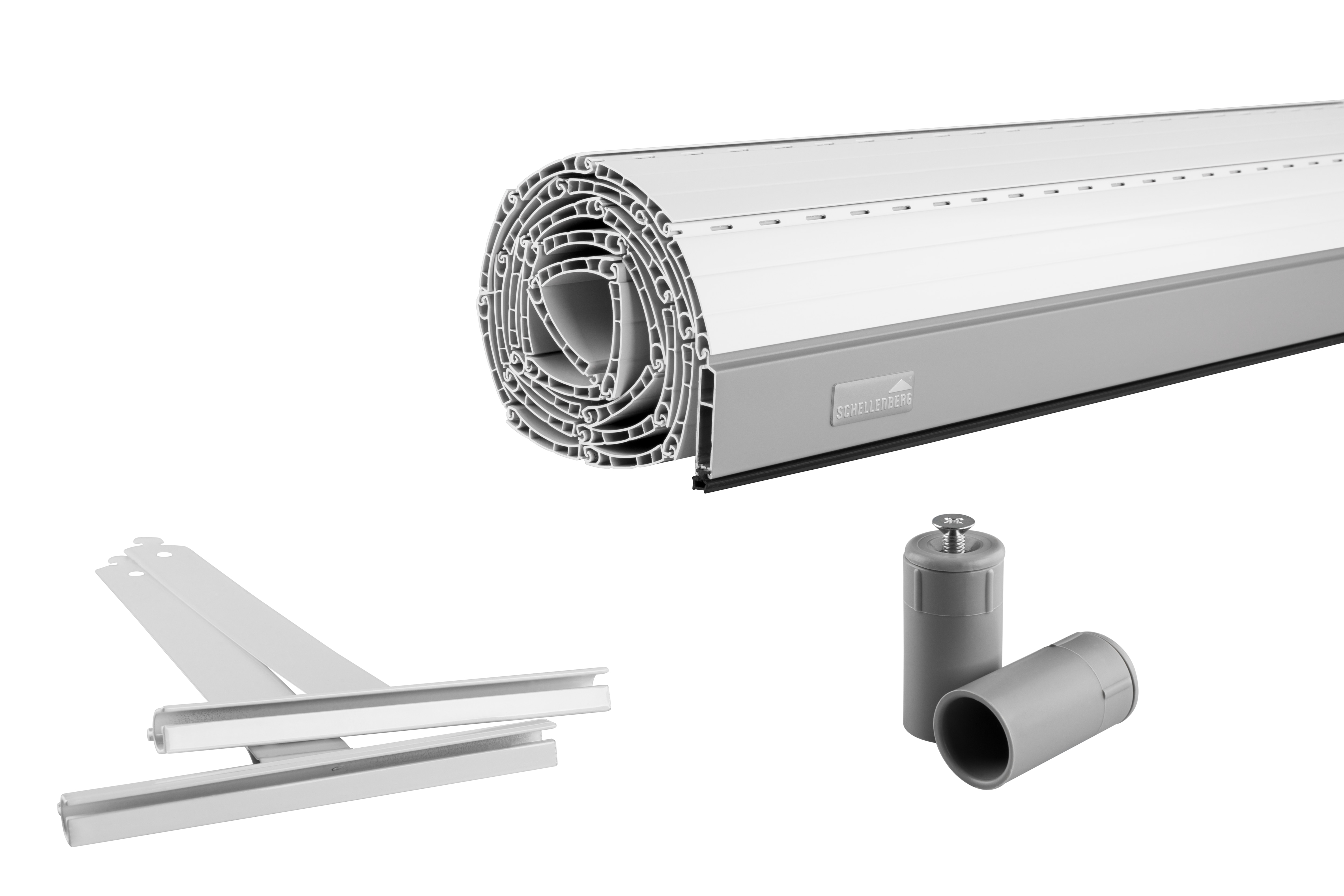 Schellenberg Rolladenpanzer Set PVC Maxi, 100 x 120 cm, f&uuml;r 60 mm Stahlrohrwellen, inkusive Rolladen Aufh&auml;ngefeder, Alu-Endleiste, Rolladenstopper, wei&szlig; - Bild 1