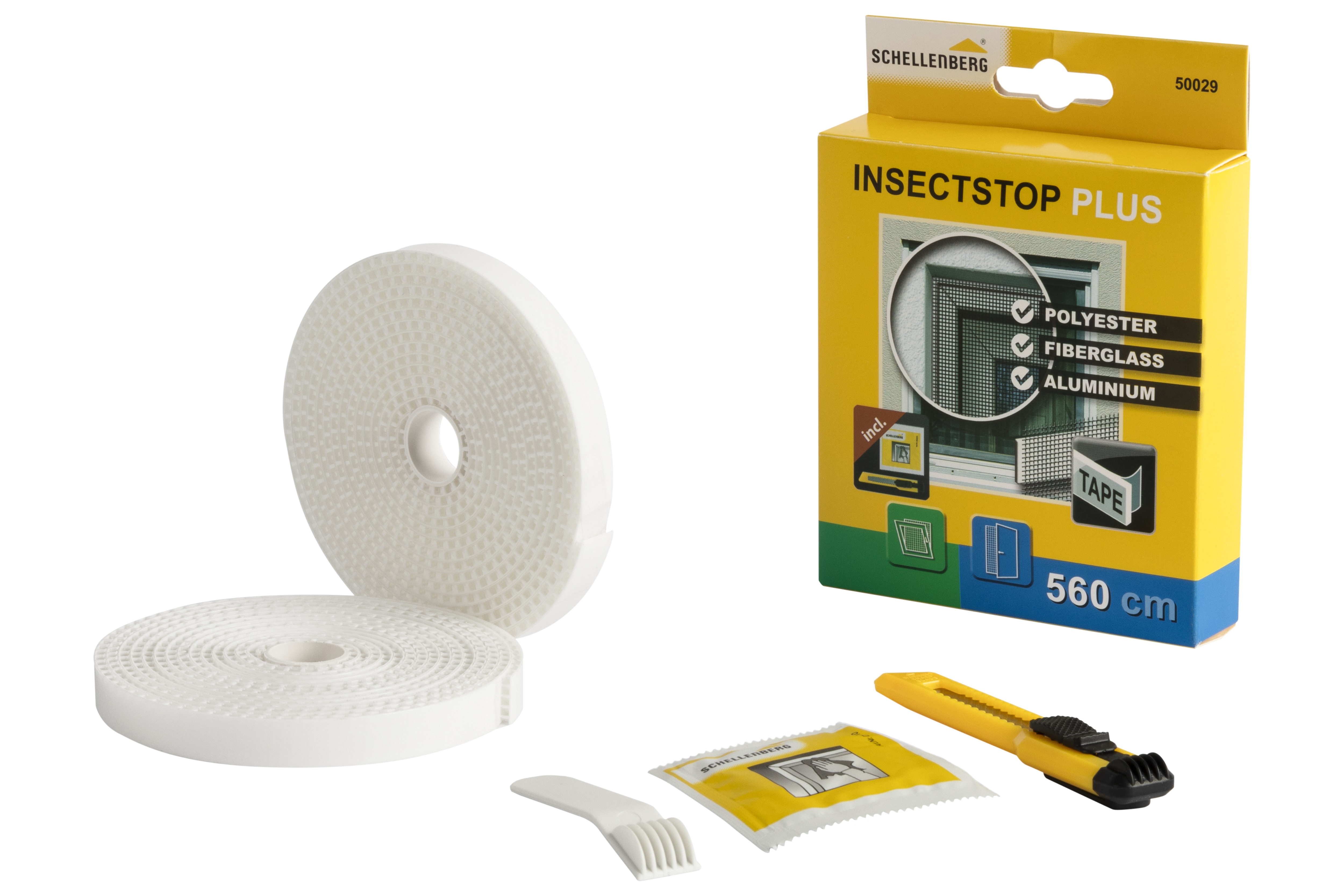 Schellenberg Befestigungsband Plus f&uuml;r Fliegengitter Fenster aus Polyester-, Fiberglas- und Aluminiumgewebe, Bandl&auml;nge 5,6 m, inklusive Montagezubeh&ouml;r, wei&szlig; - Bild 1