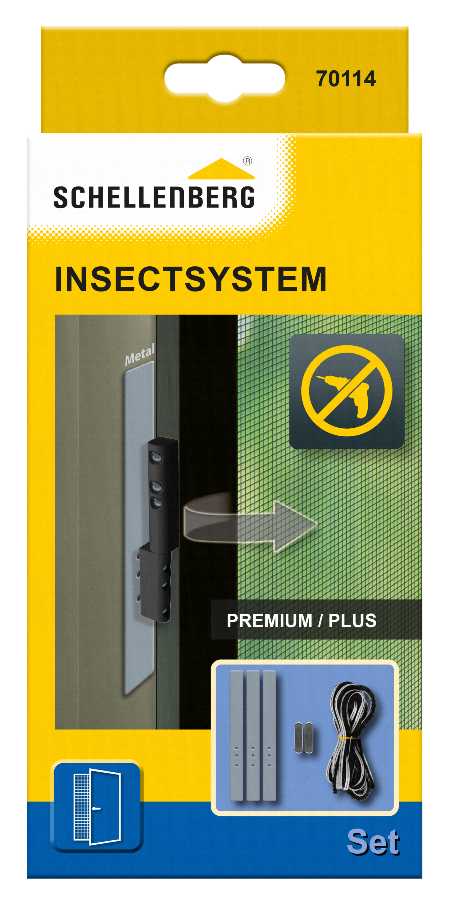 Schellenberg Adapter-Set f&uuml;r Fliegengitter Balkont&uuml;r, ohne bohren, inklusive B&uuml;rstendichtung, grau - Bild 1