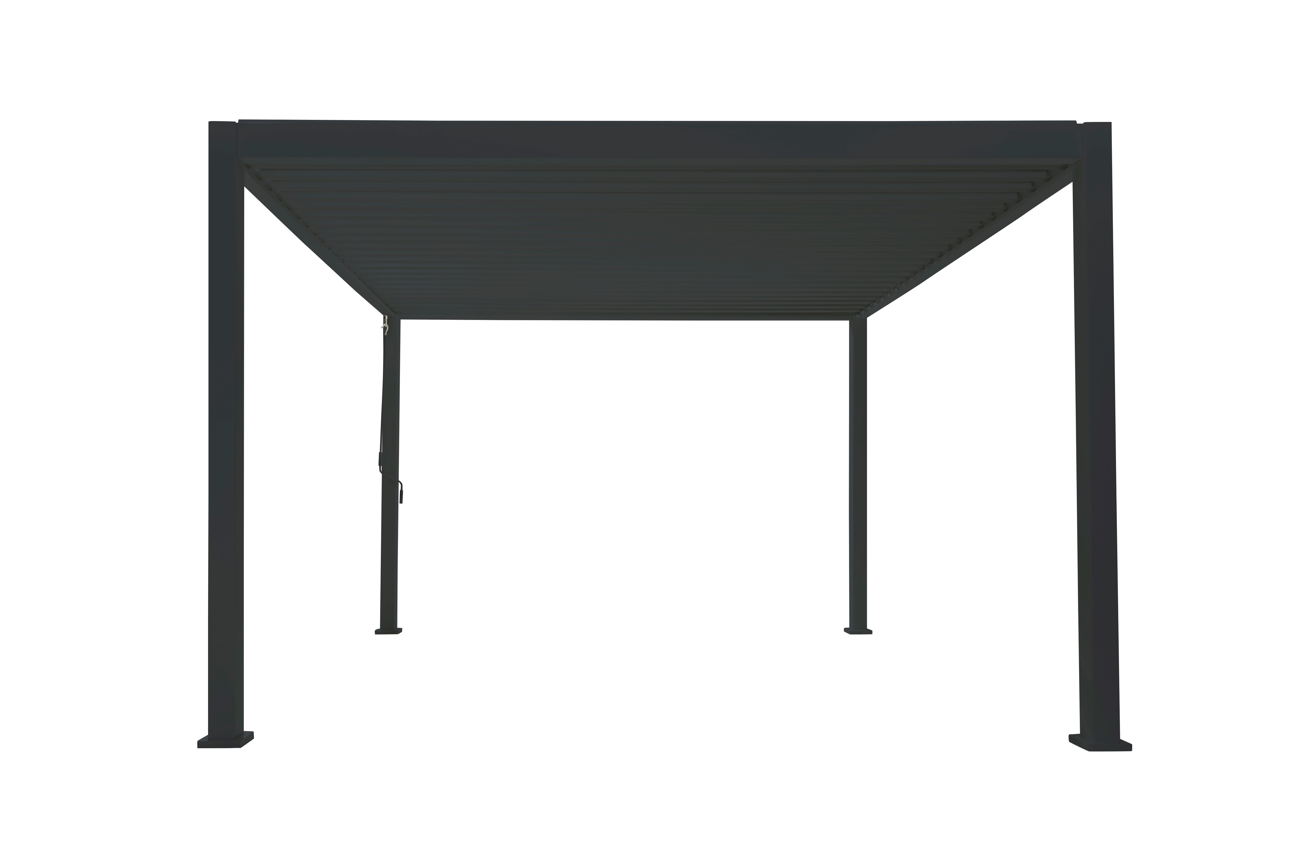 PergoLine Trumpf Terrassen&uuml;berdachung freistehend mit einstellbarem Stahl-Lamellendach I Pfosten aus Aluminium | Pavillon 3 x 3 Meter anthrazit - Bild 1