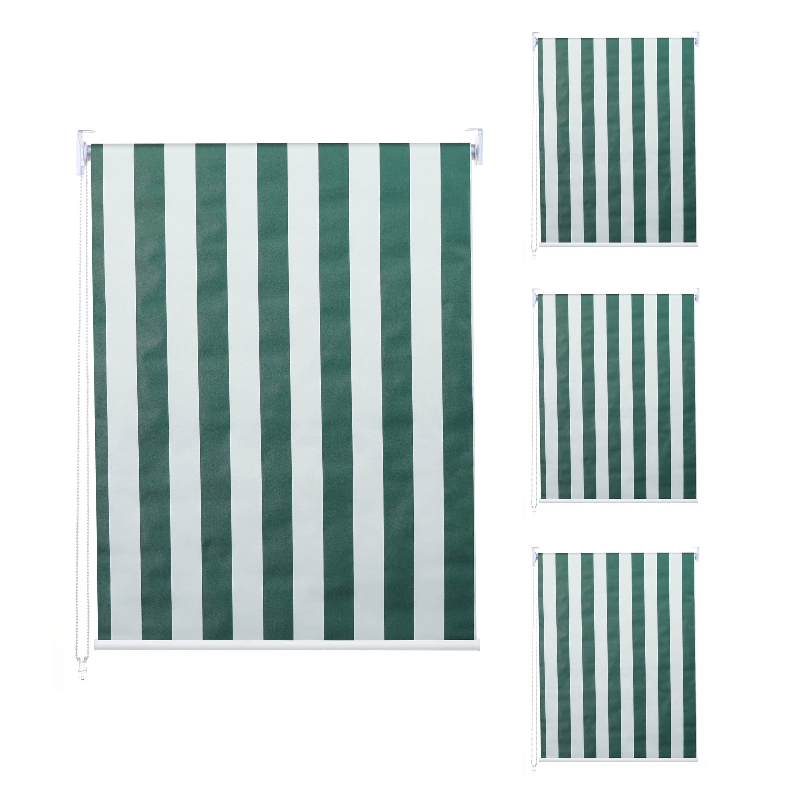 4er-Set Rollo MCW-D52, Fensterrollo Seitenzugrollo Jalousie, 120x230cm Sonnenschutz blickdicht ~ gr&uuml;n/wei&szlig; - Bild 1
