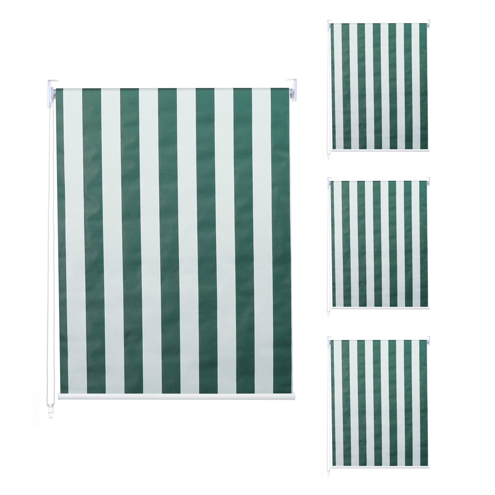 4er-Set Rollo MCW-D52, Fensterrollo Seitenzugrollo Jalousie, 120x230cm Sonnenschutz blickdicht ~ grün/weiß