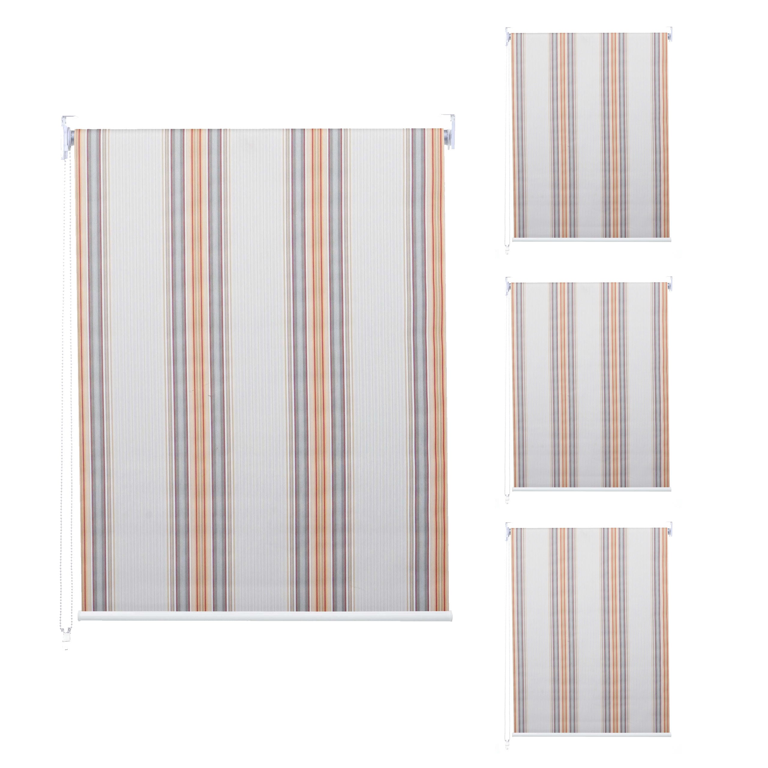 4er-Set Rollo MCW-D52, Fensterrollo Seitenzugrollo Jalousie, 120x230cm Sonnenschutz blickdicht ~ grau/braun/orange - Bild 1