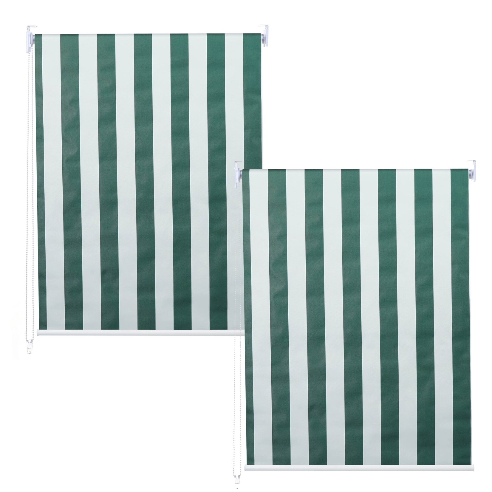 2er-Set Rollo MCW-D52, Fensterrollo Seitenzugrollo Jalousie, 120x230cm Sonnenschutz blickdicht ~ grün/weiß