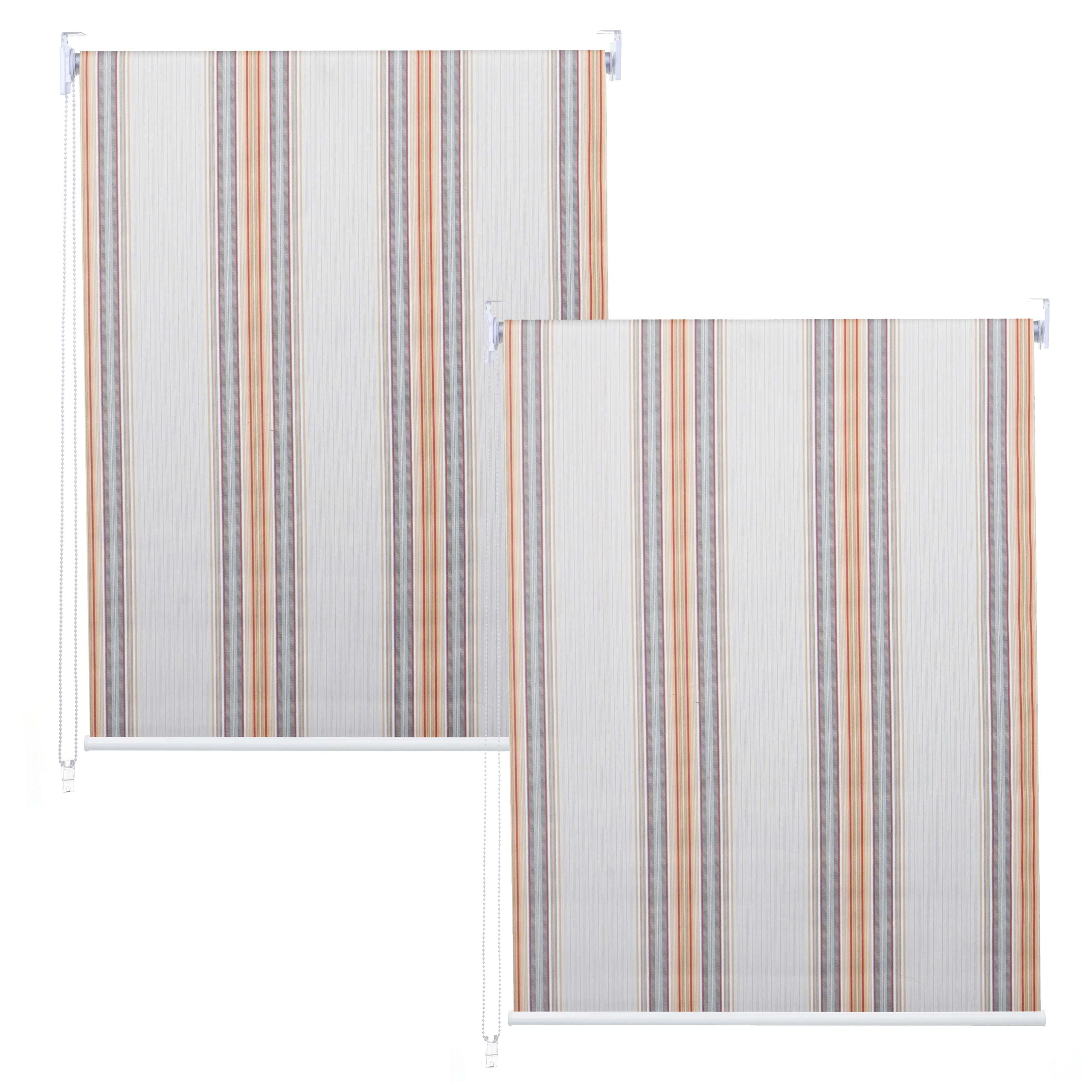 2er-Set Rollo MCW-D52, Fensterrollo Seitenzugrollo Jalousie, 120x230cm Sonnenschutz blickdicht ~ grau/braun/orange - Bild 1
