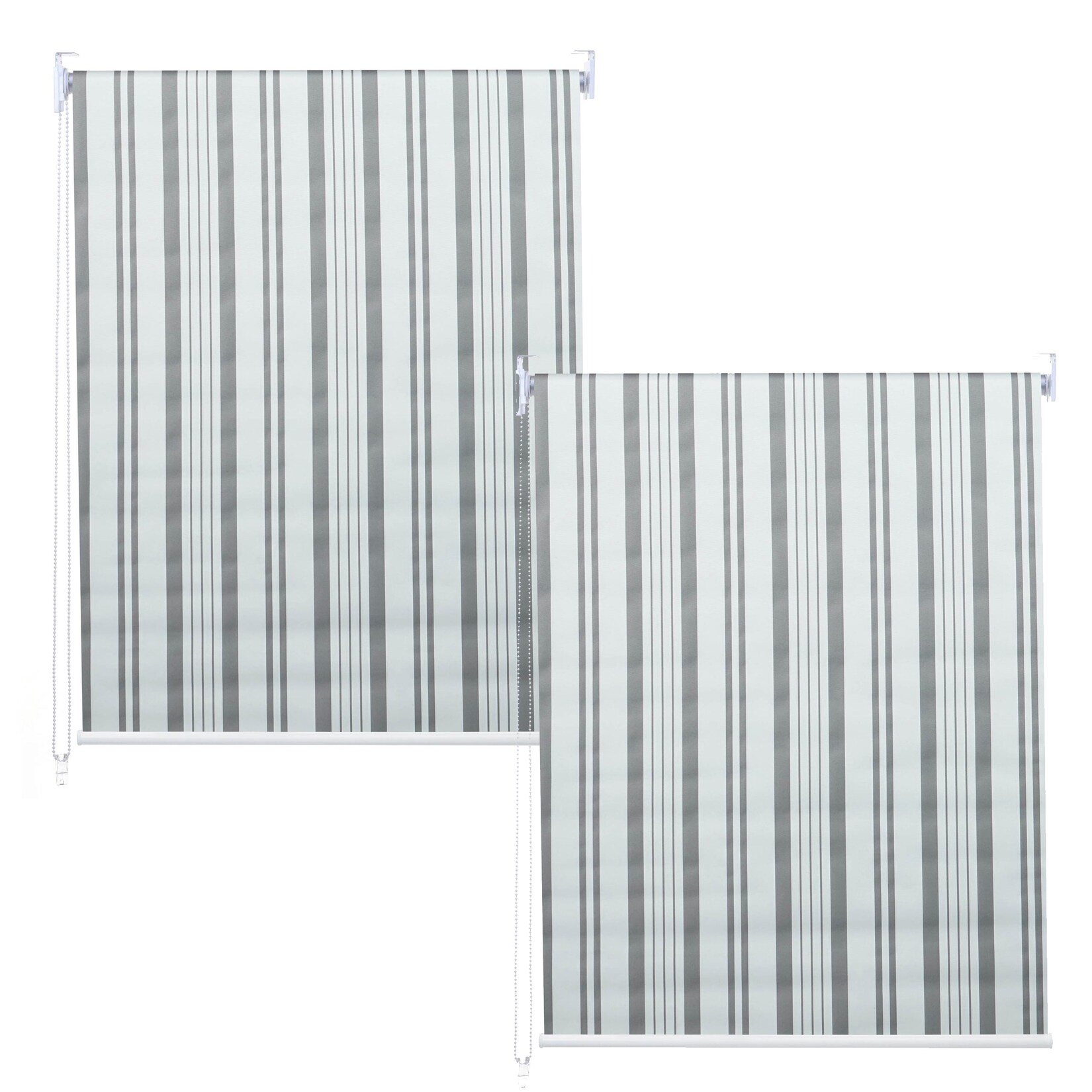 2er-Set Rollo MCW-D52, Fensterrollo Seitenzugrollo Jalousie, 120x230cm Sonnenschutz blickdicht ~ grau/weiß
