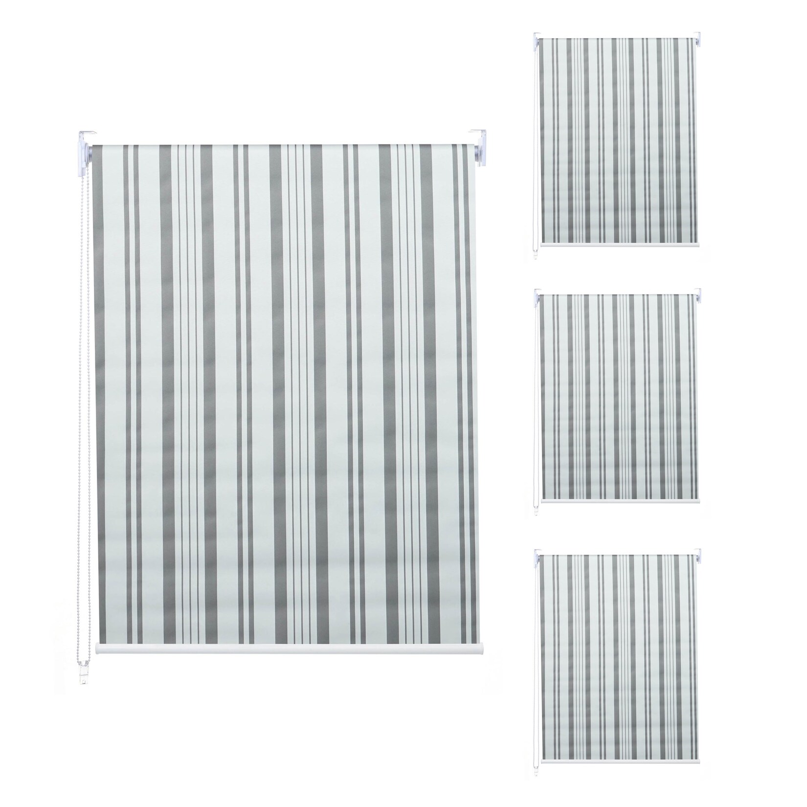 4er-Set Rollo MCW-D52, Fensterrollo Seitenzugrollo Jalousie, 100x160cm Sonnenschutz blickdicht ~ grau/weiß