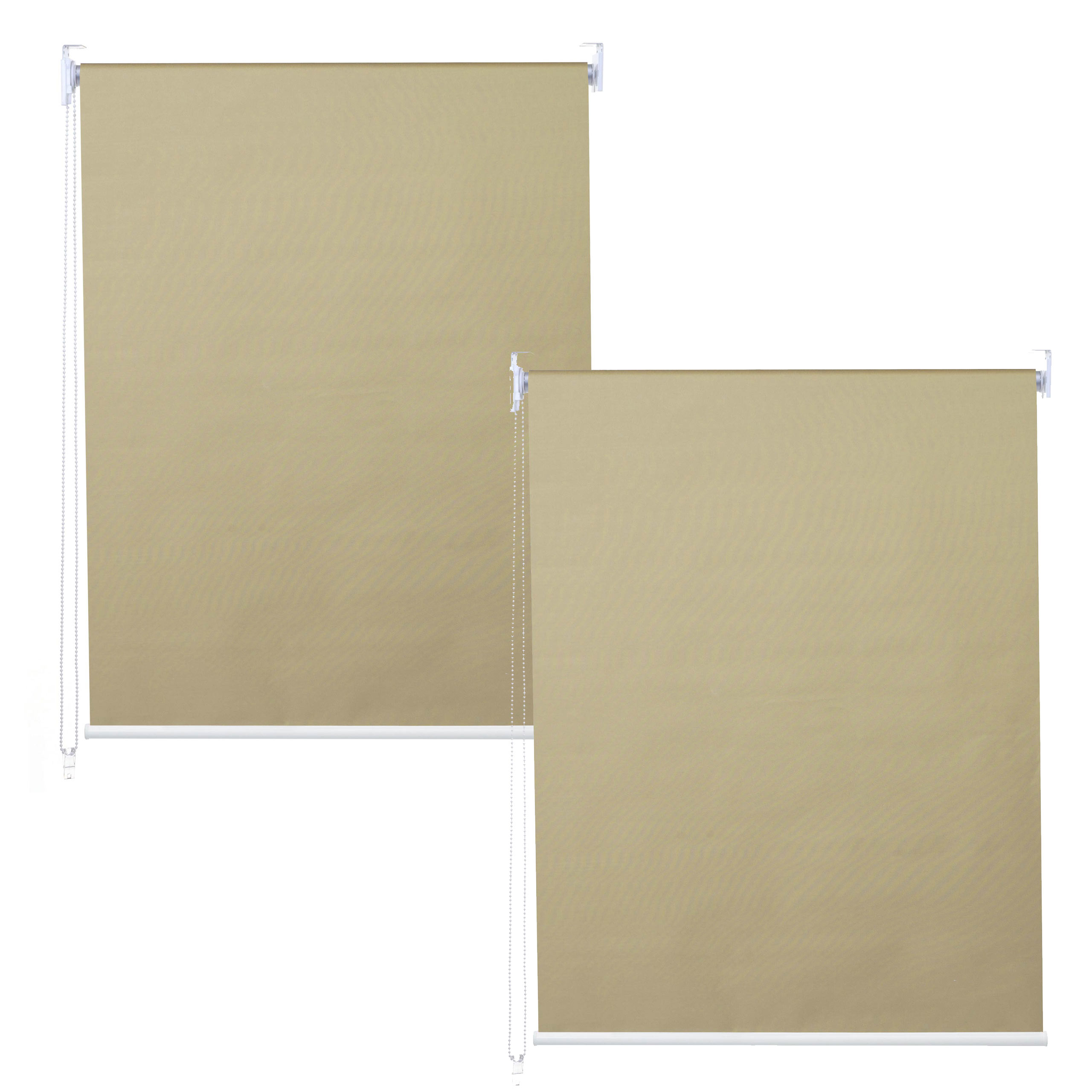 2er-Set Rollo MCW-D52, Fensterrollo Seitenzugrollo Jalousie, 100x160cm Sonnenschutz blickdicht ~ beige - Bild 1