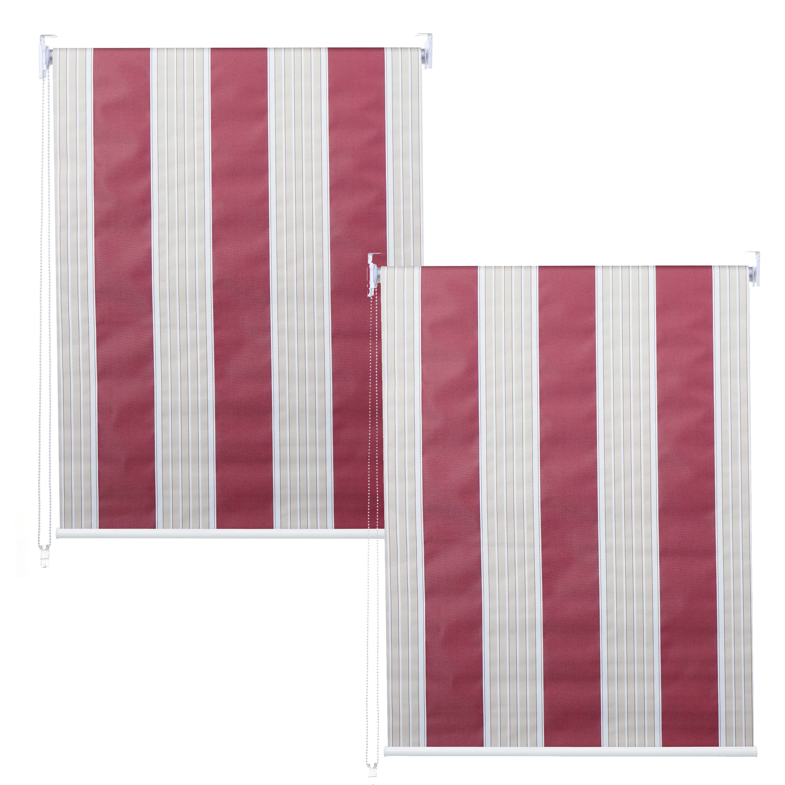 2er-Set Rollo MCW-D52, Fensterrollo Seitenzugrollo Jalousie, 100x160cm Sonnenschutz blickdicht ~ rot/wei&szlig;/beige - Bild 1