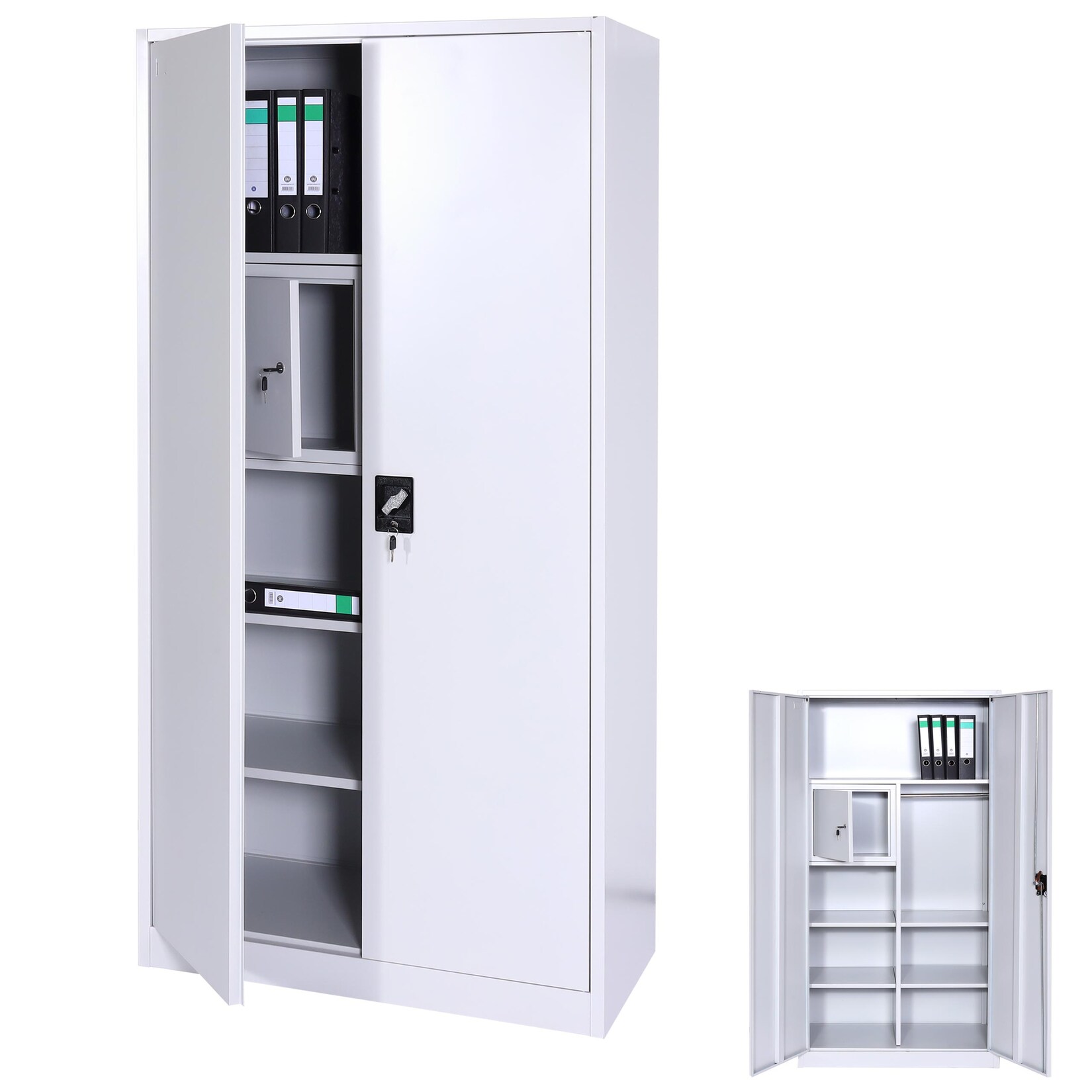 Aktenschrank MCW-L60, Stahlschrank Mehrzweckschrank, Schließfach Kleiderstange abschließbar, Metall 185x90x45cm, grau | 04057651937465