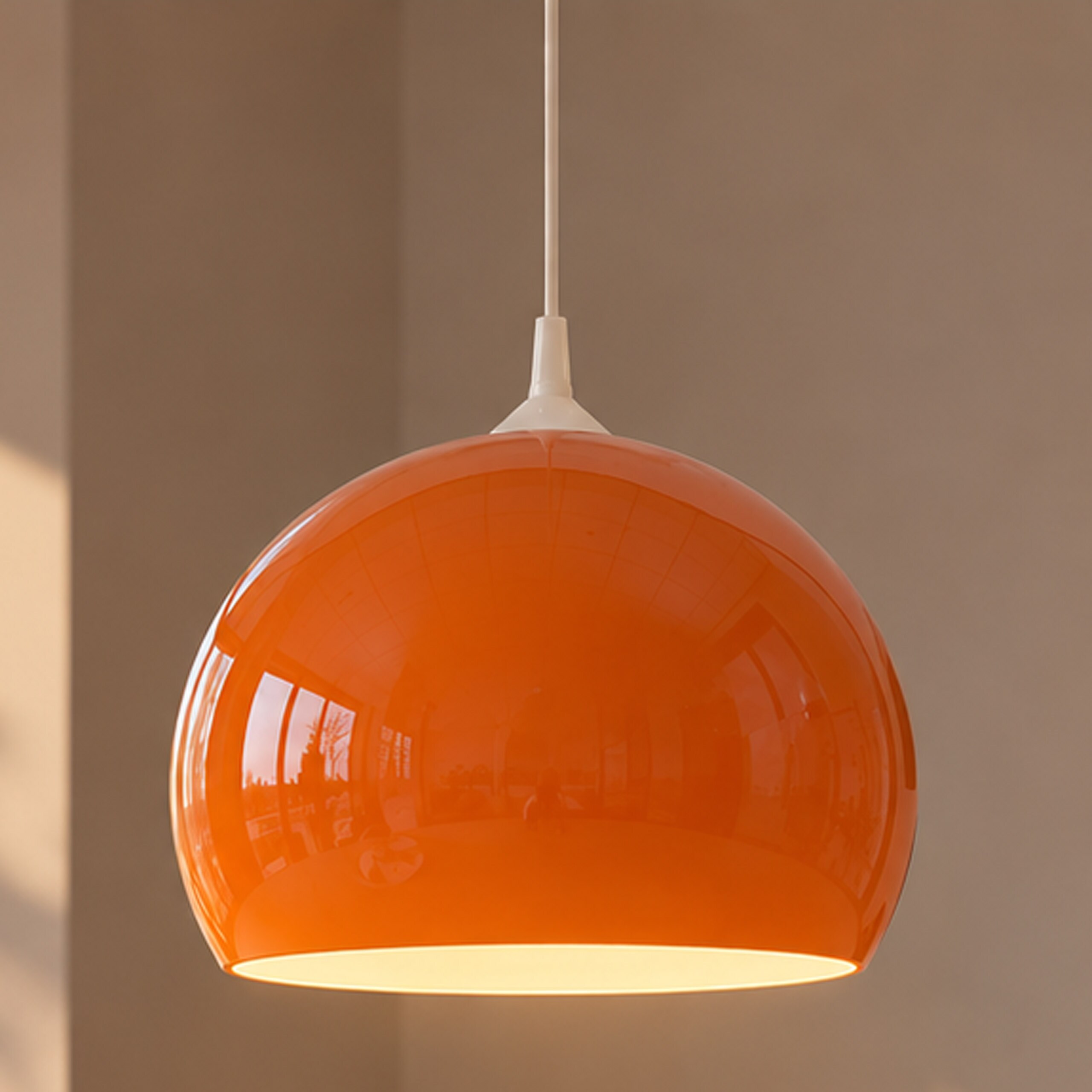 Lampenschirm MCW-M34 f&uuml;r Bogen- und Pendelleuchte, Ersatzschirm, &Oslash; 40cm, Kunststoff ~ orange - Bild 1