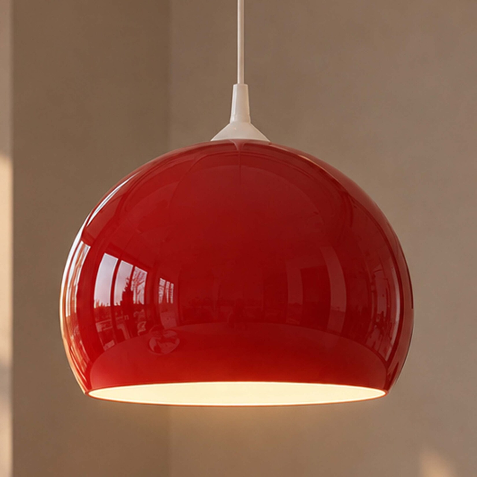 Lampenschirm MCW-M34 für Bogen- und Pendelleuchte, Ersatzschirm, Ø 40cm, Kunststoff ~ rot