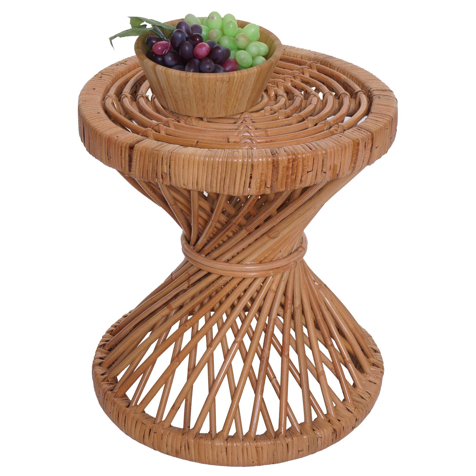 Beistelltisch MCW-M31, Blumentisch Rattantisch Kaffeetisch, rund 43x38x38cm, Kubu-Rattan natur | 04057651619699