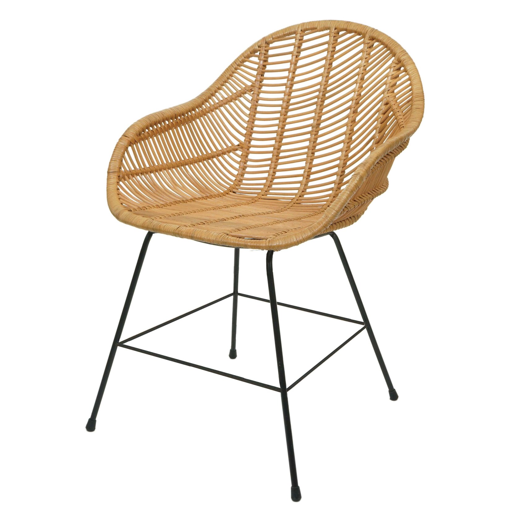 Esszimmerstuhl MCW-M28, Küchenstuhl Korbstuhl Rattansessel Rattanstuhl Stuhl, Kubu Rattan Metall
