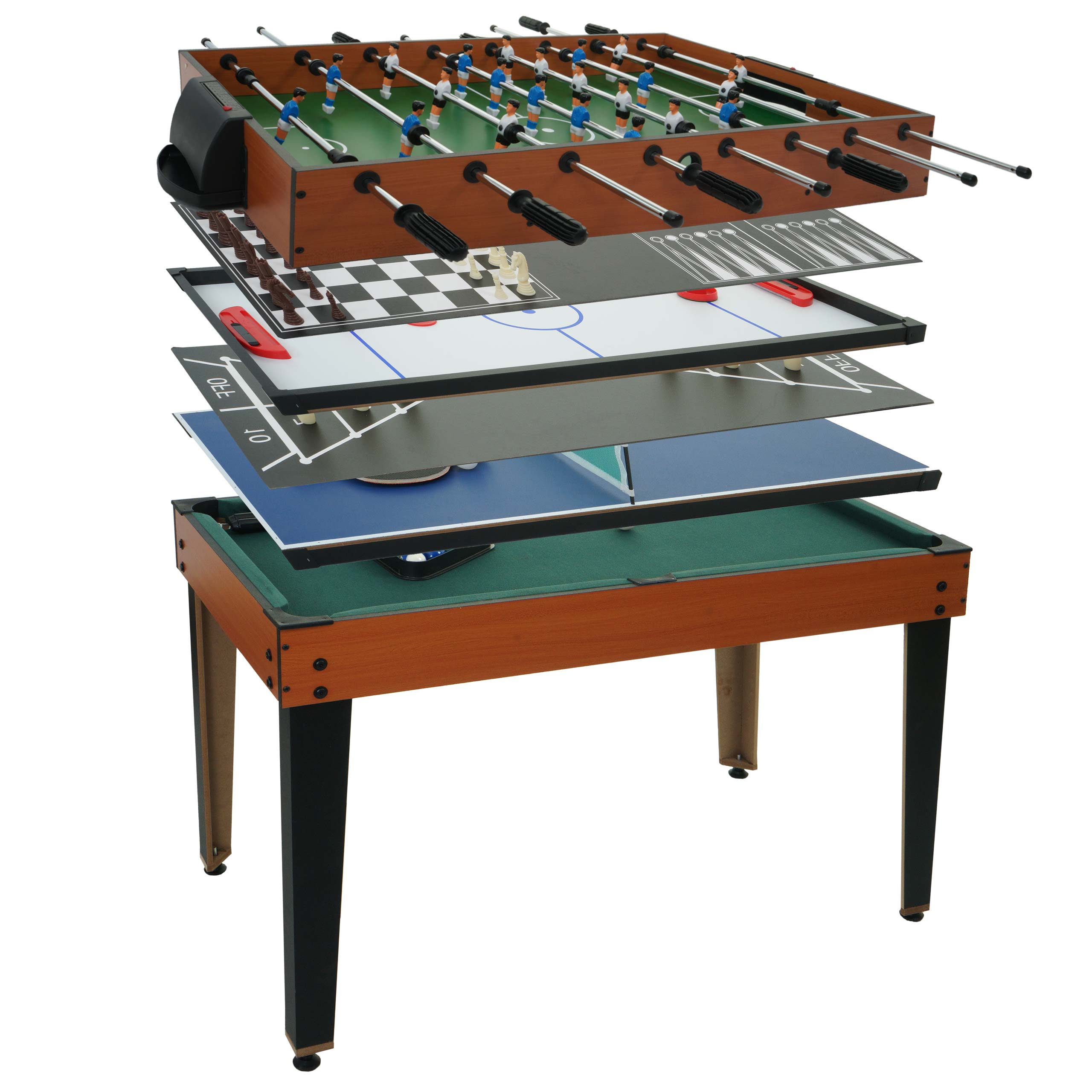 Tischkicker MCW-M33, Tischfu&szlig;ball Billard Hockey 7in1 Multiplayer Spieletisch, MDF 80x123x101cm - Bild 1