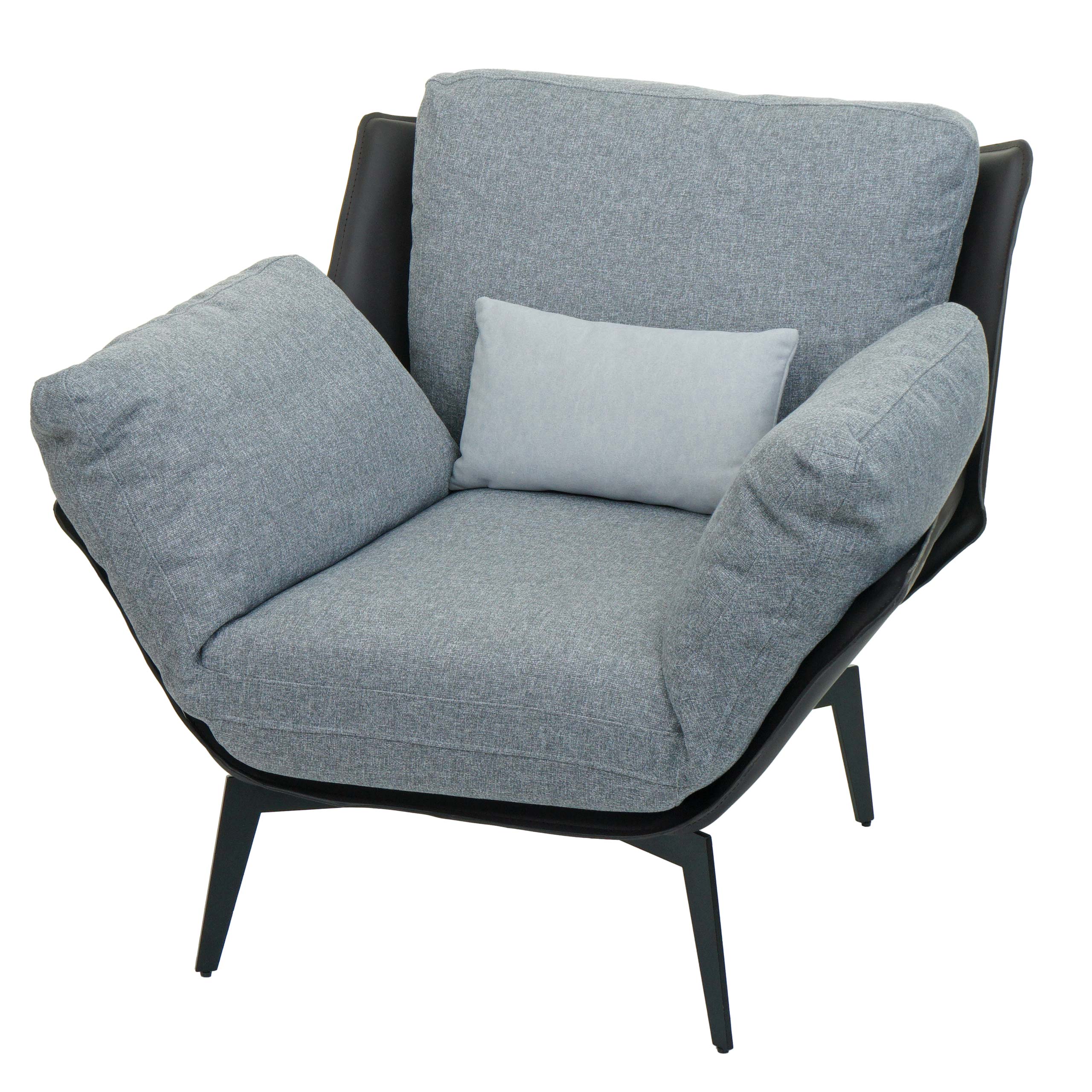 Sessel MCW-L82, Lounge-Sessel Cocktailsessel Polstersessel Relaxsessel, Kunstleder Stoff/Textil Metall ~ schwarz - Bild 1