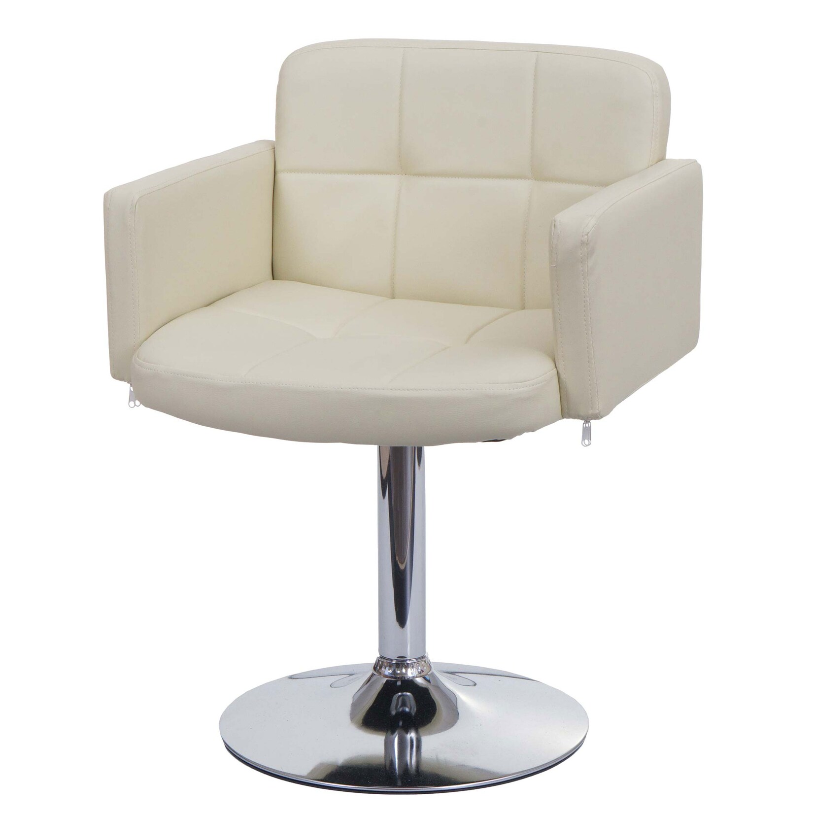 Esszimmerstuhl Houston, Küchenstuhl Stuhl mit Armlehne, Kunstleder Chrom ~ creme | 04057651619293