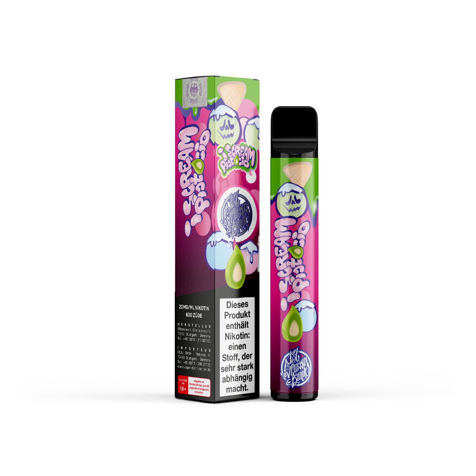187 Strassenbande Einweg E-Zigarette I Scream Pistacio, 2 ml, 2.0% Nikotin - Bild 1