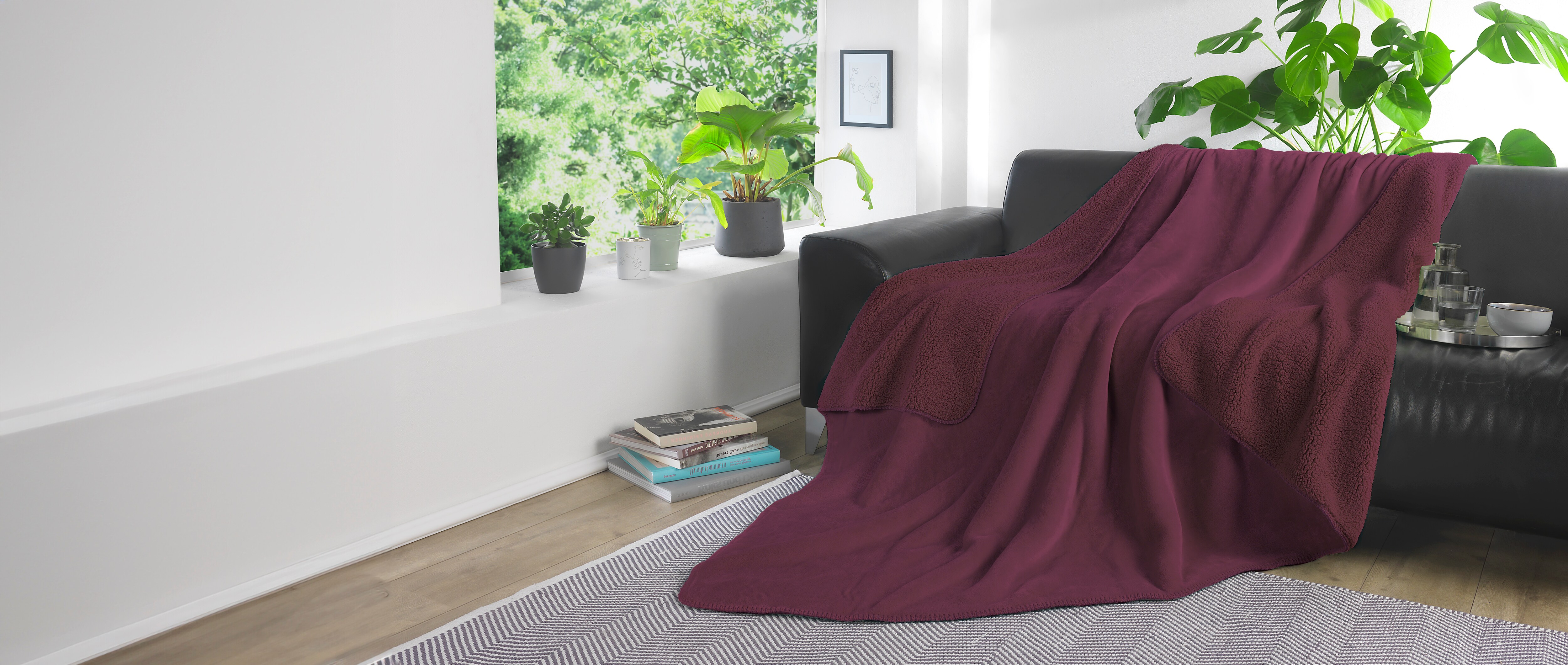 Dekor Sherpa Wohndecke - versch. Ausf&uuml;hrungen - beere - Bild 1