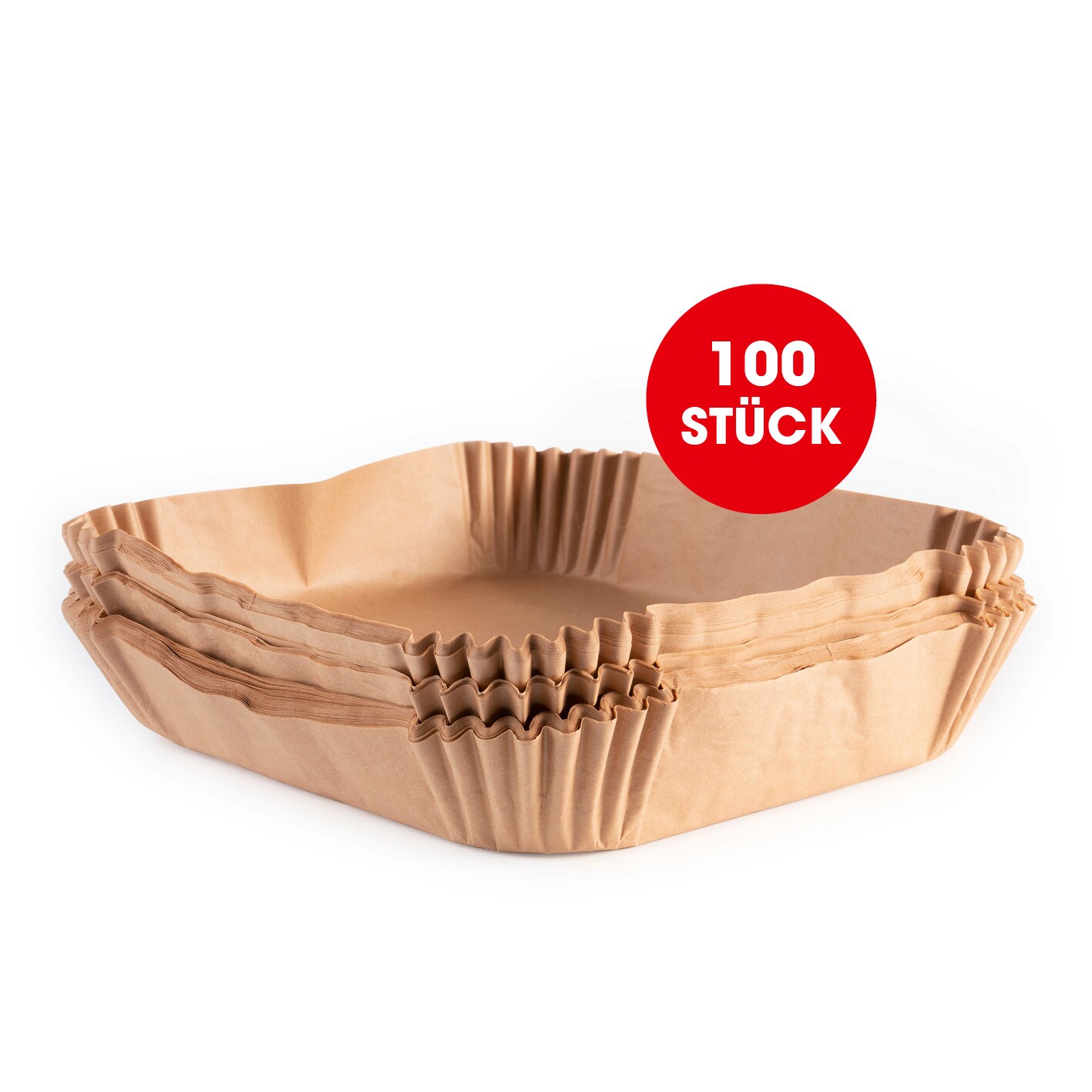 GOURMETmaxx Backpapier-Schalen für Heißluft-Fritteusen 100er-Set 20x20x4,5cm braun | 04067522026716