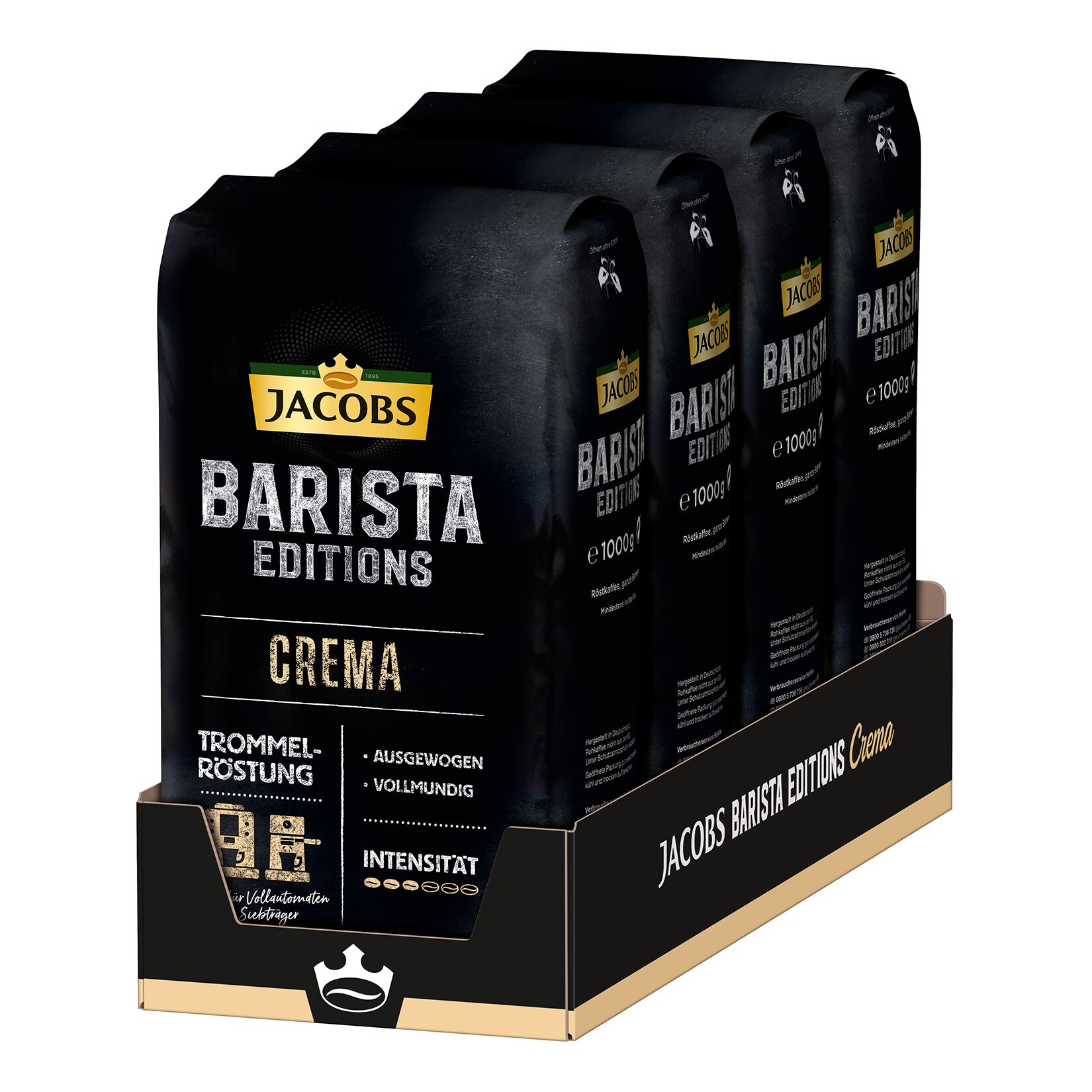 Jacobs Kaffeebohnen Barista Crema 1 kg, 4er Pack - Bild 1