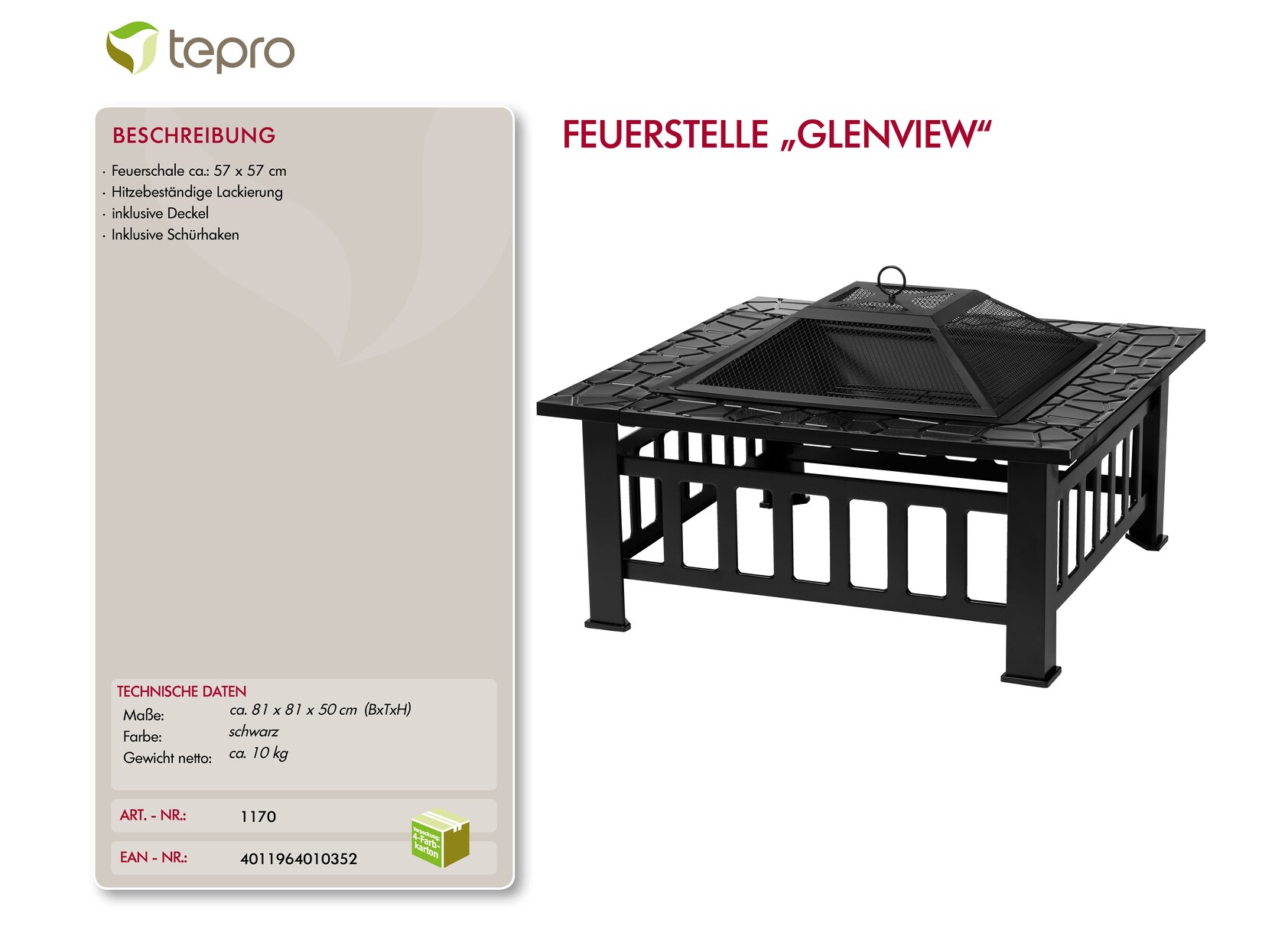 tepro Feuerstelle Glenview
