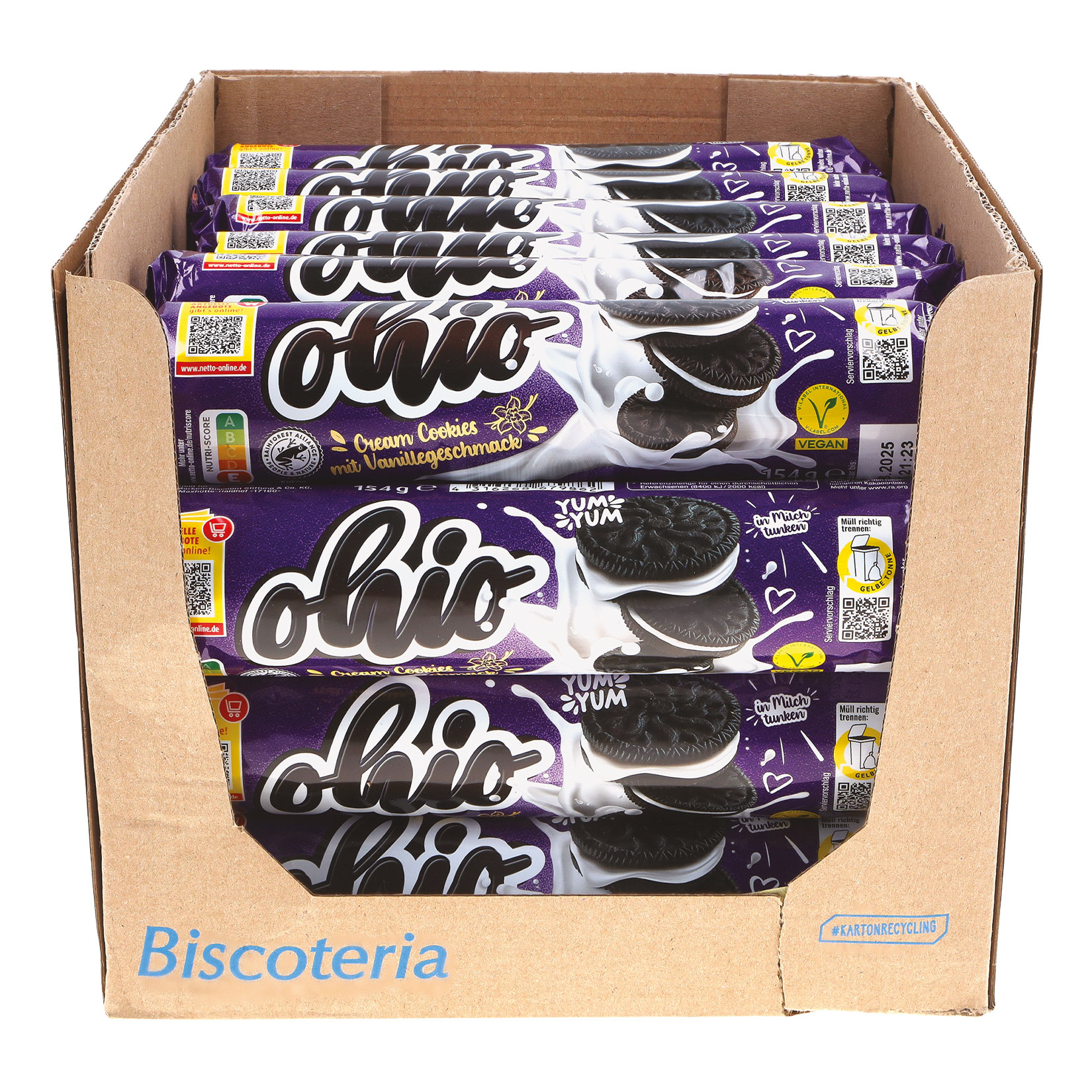 Biscoteria Ohio Keksrolle Vanille 154 g, 24er Pack - Bild 1